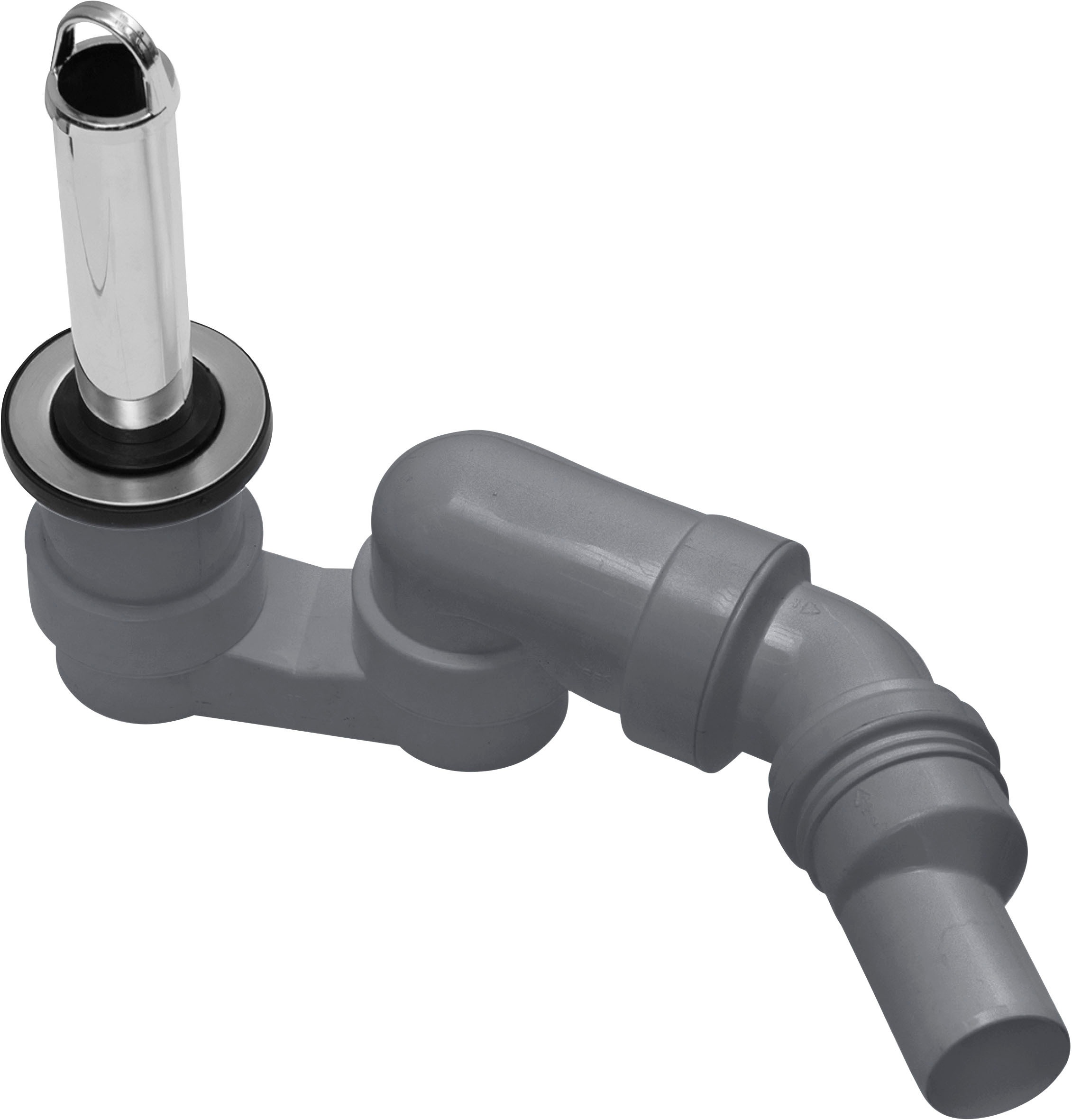 CORNAT, Siphon »Standrohrgarnitur für Brausewannen« mit flachem Geruchverschluss, allseitig verstellbar, grau-verchromt, Kunststoff,