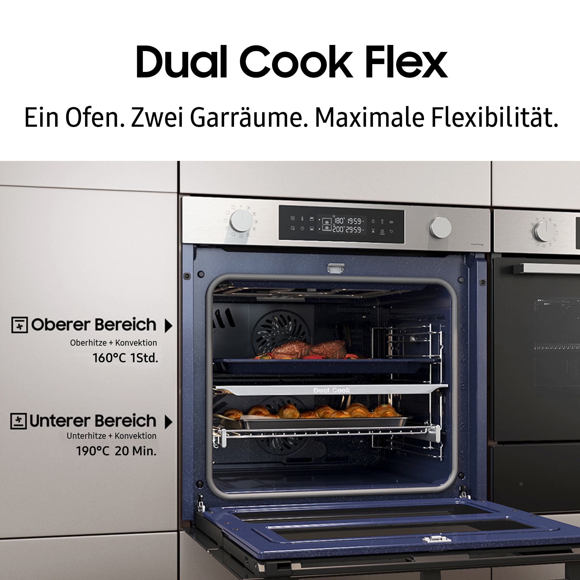 Samsung Einbaubackofen  »NV7B4550VAS/U1«, Pyrolyse-Selbstreinigung, Dual Cook Flex