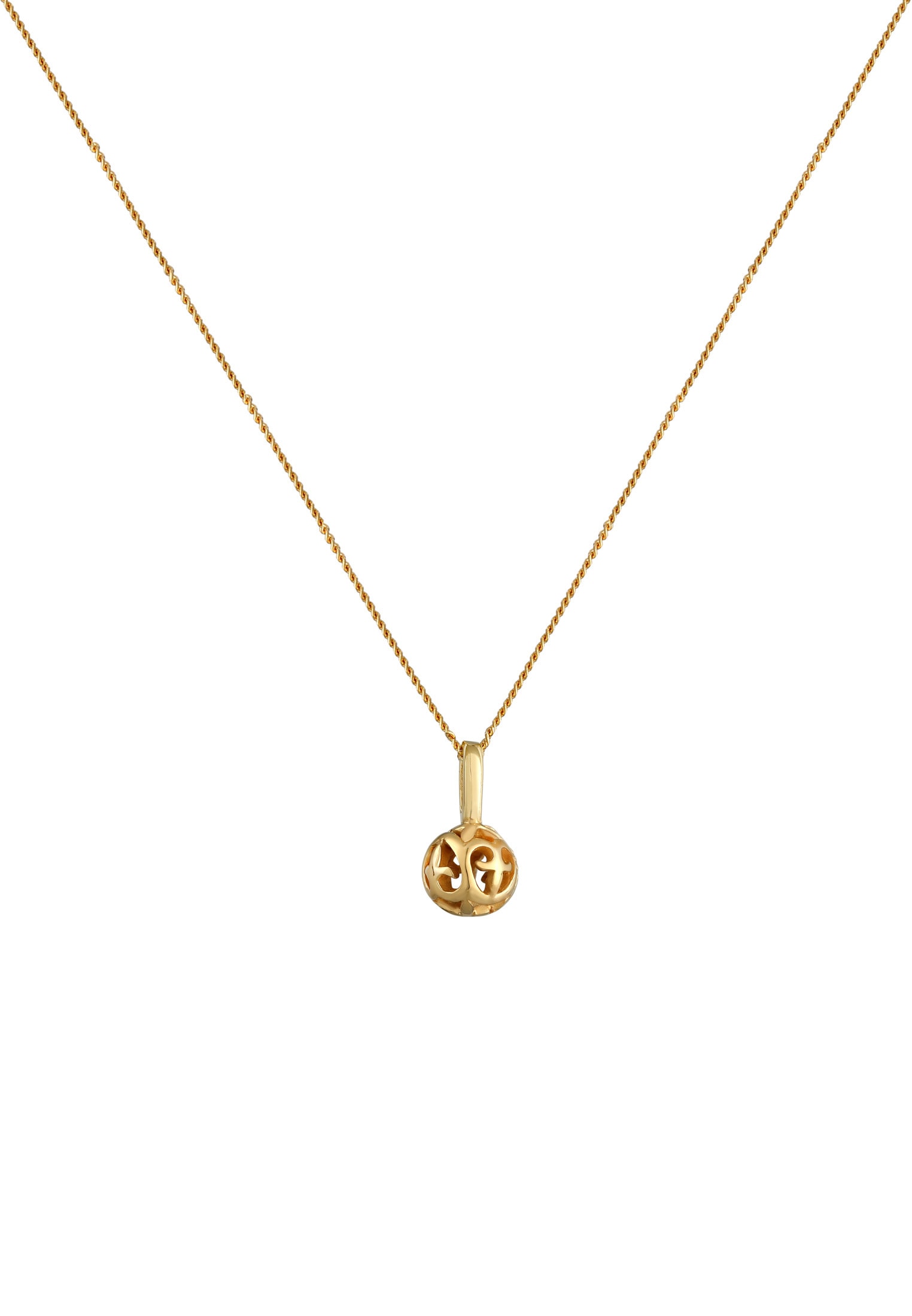Elli Premium Kette mit Anhänger »Halskette Ornament Kugel Romantisch Stilvoll 585 Gelbgold«
