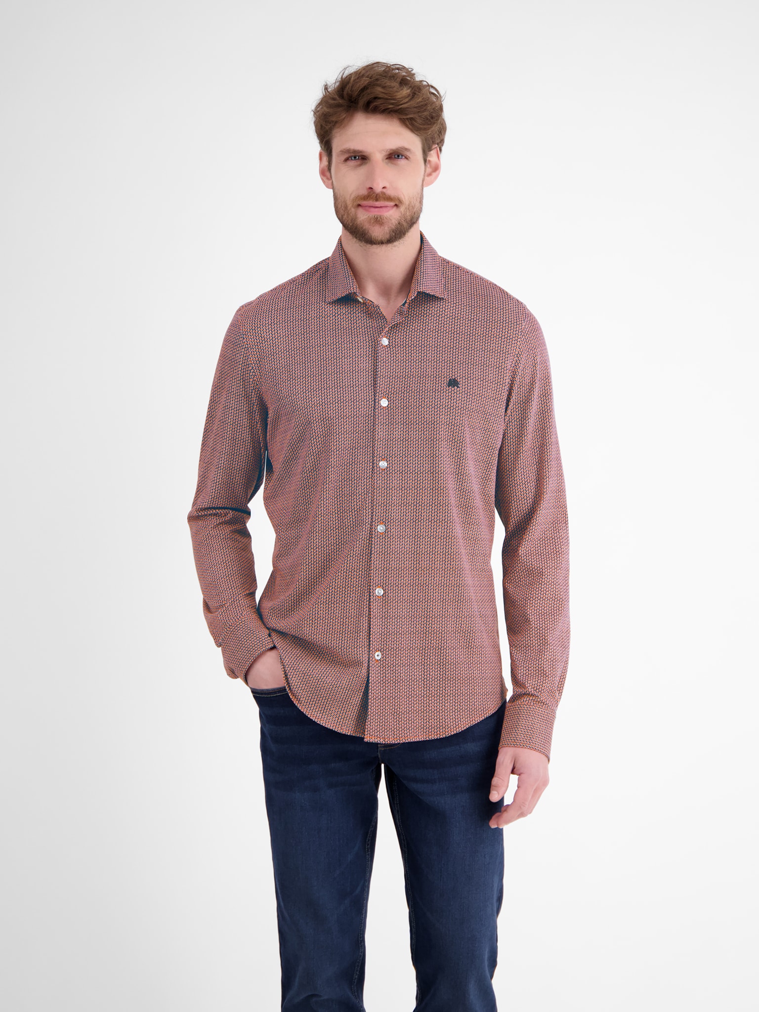 LERROS Langarmhemd mit Logo Stickerei