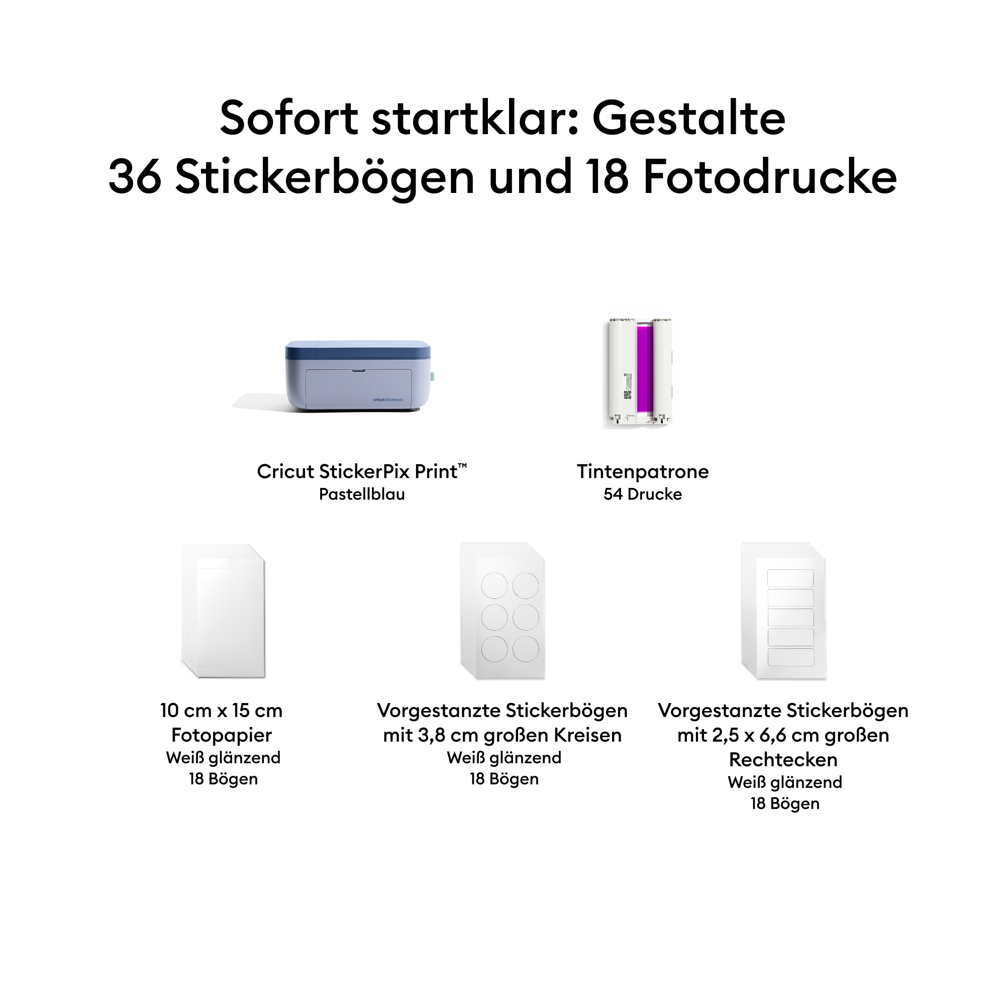 Cricut Fotodrucker »StickerPix Print™ Essential Bundle« Sticker- und Fotodrucker