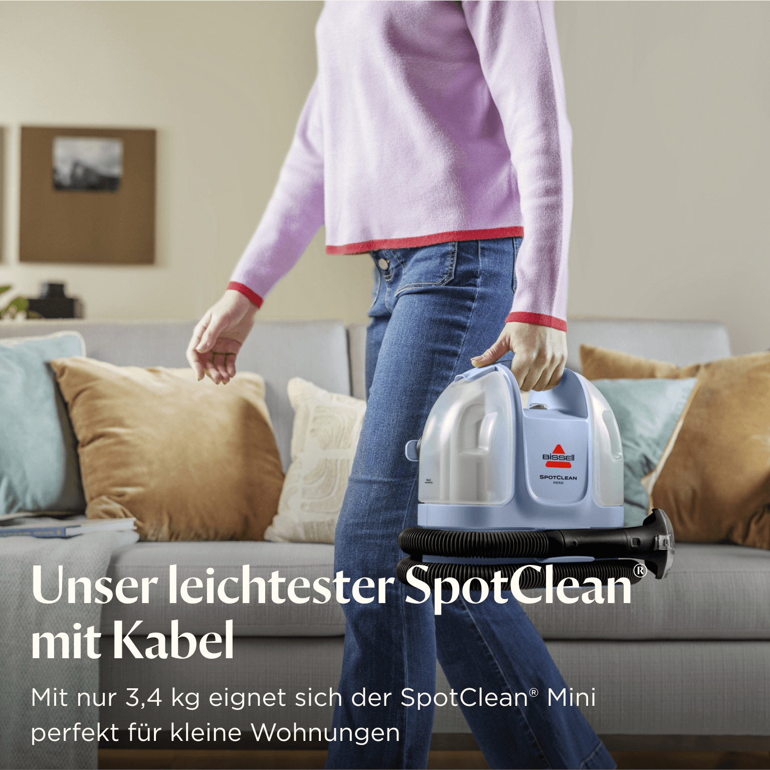 Bissell Wasch-Sauger »SpotClean Mini Select, leicht & klein, starke Saugleistung, Dual-Tank«, 12.5kPa, reinigt Flecken auf Teppich, Polster, Autositz