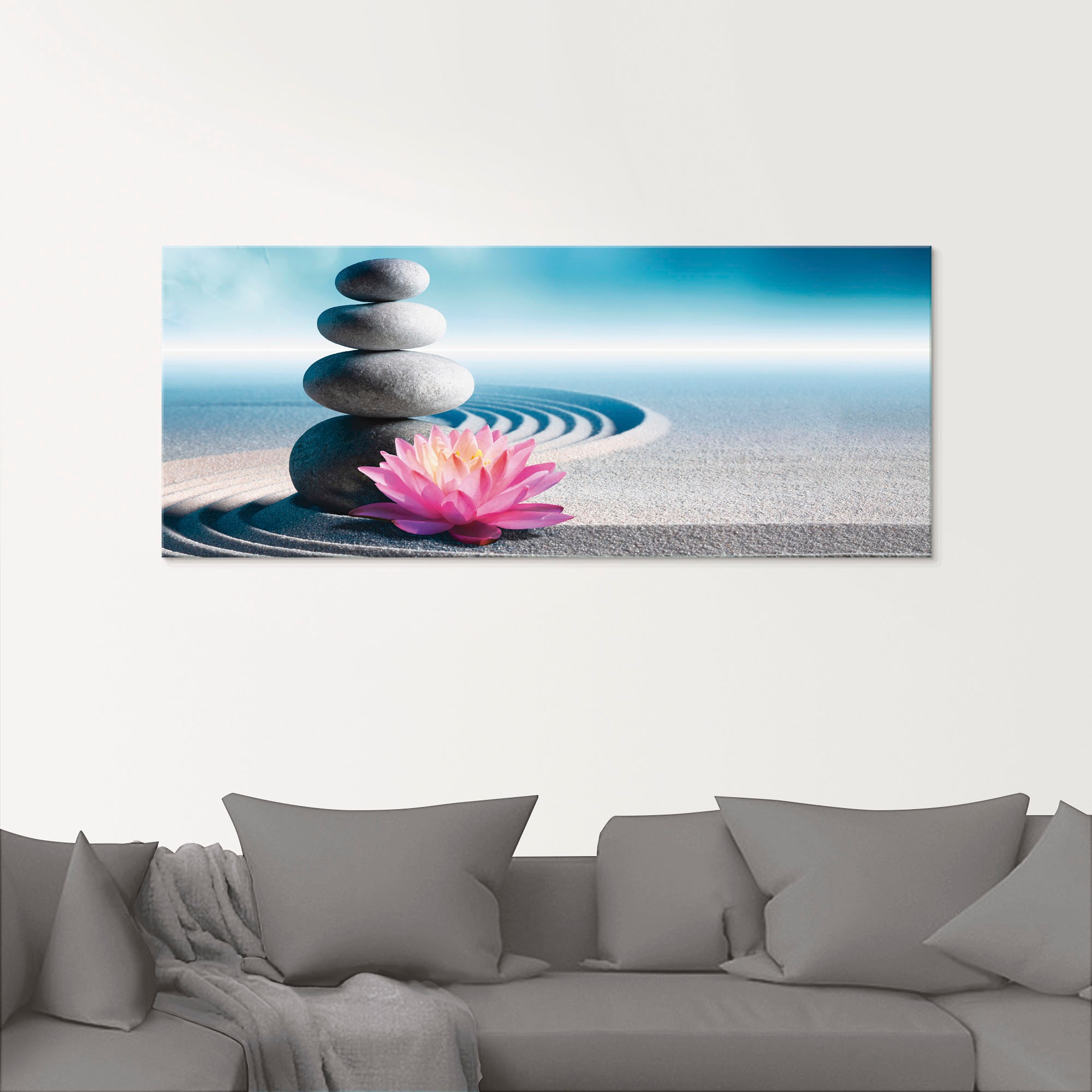 Artland Glasbild »Sand, Lilie und Spa-Steine in Zen-Garten«, Zen, (1 St.), in verschiedenen Größen