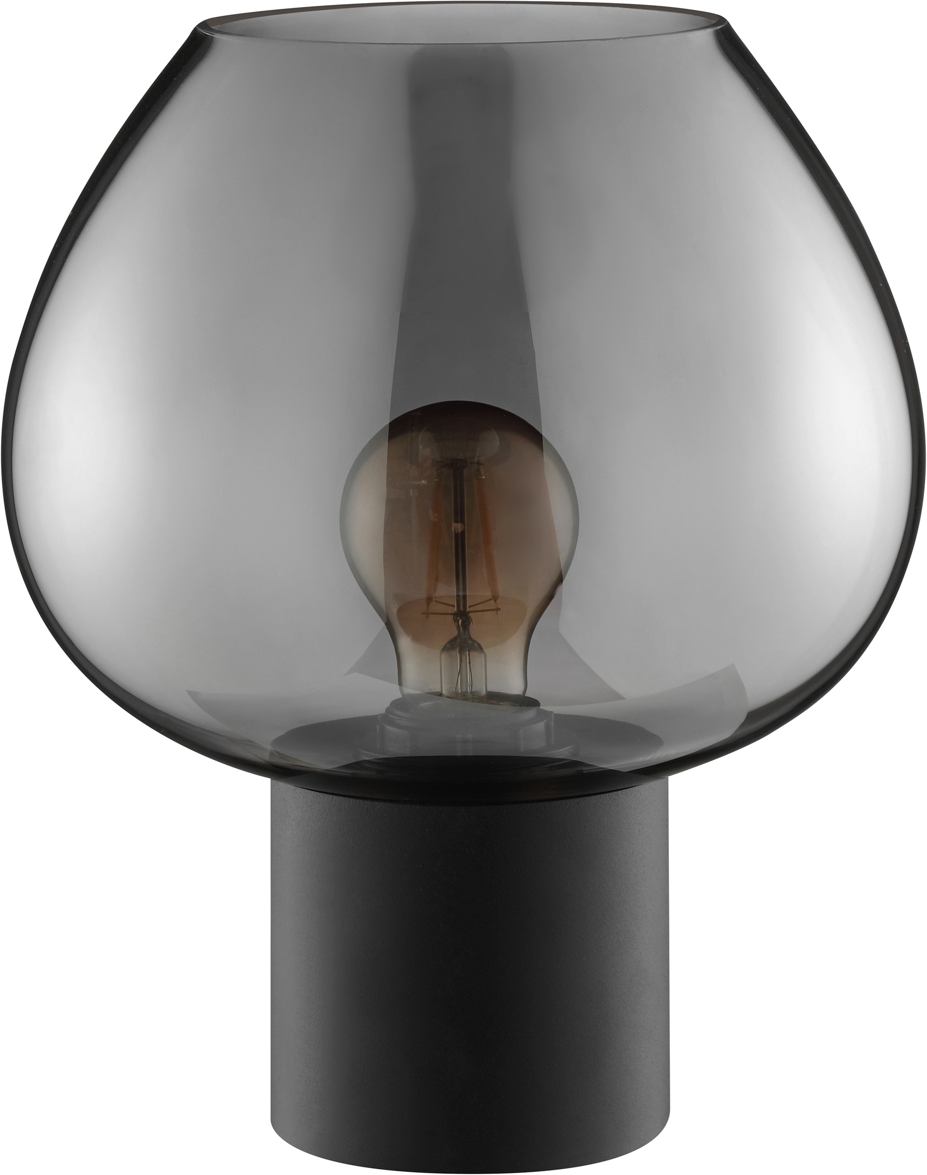 Brilliant Tischleuchte »Ligari« E27 1 Stk. Ø 23 x 27,5 cm, E27 Fassung, Glas Aluminium, schwarz Rauchglas