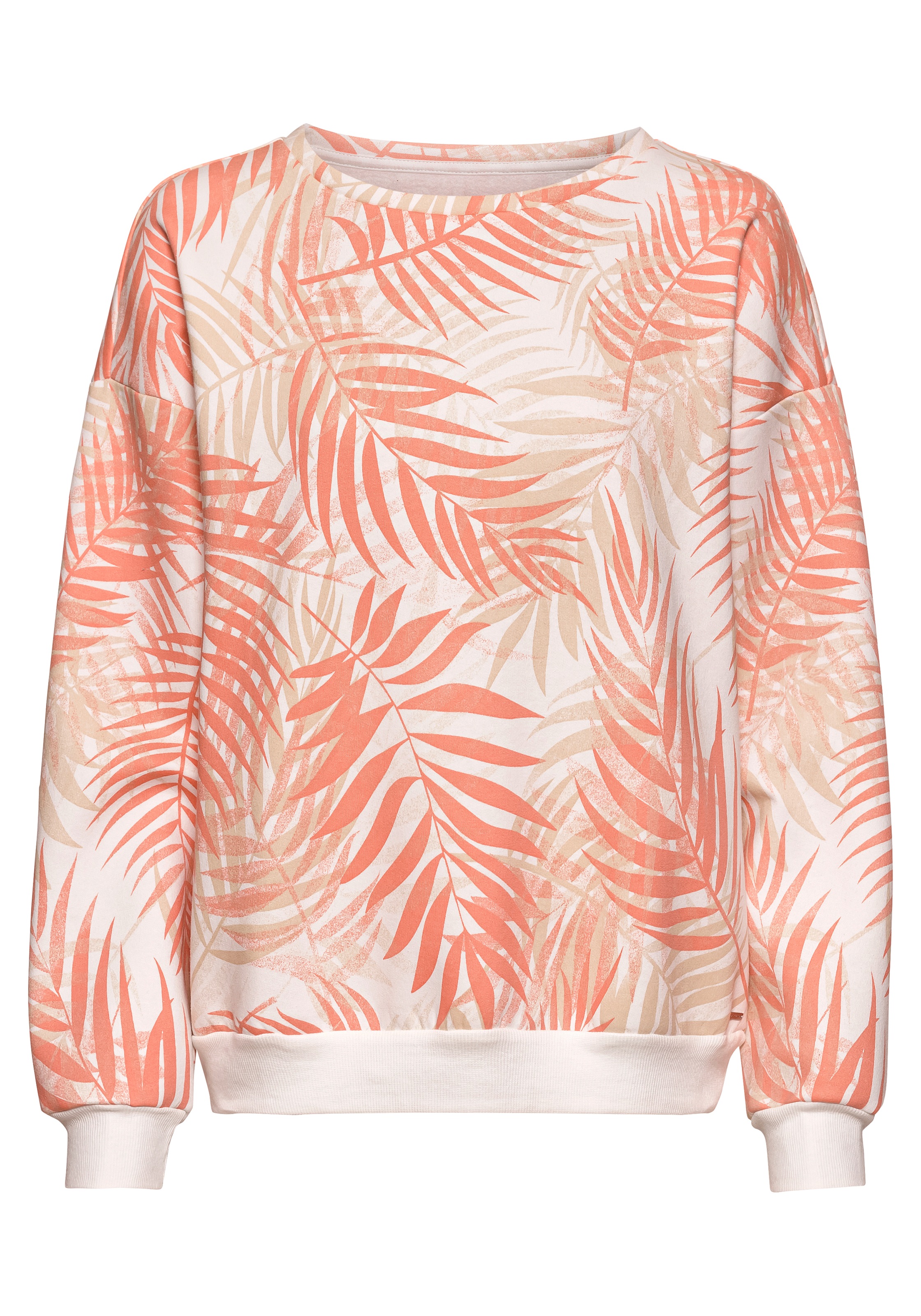 LASCANA Sweater, Loungeshirt mit Allover-Blätterdruck, Loungewear