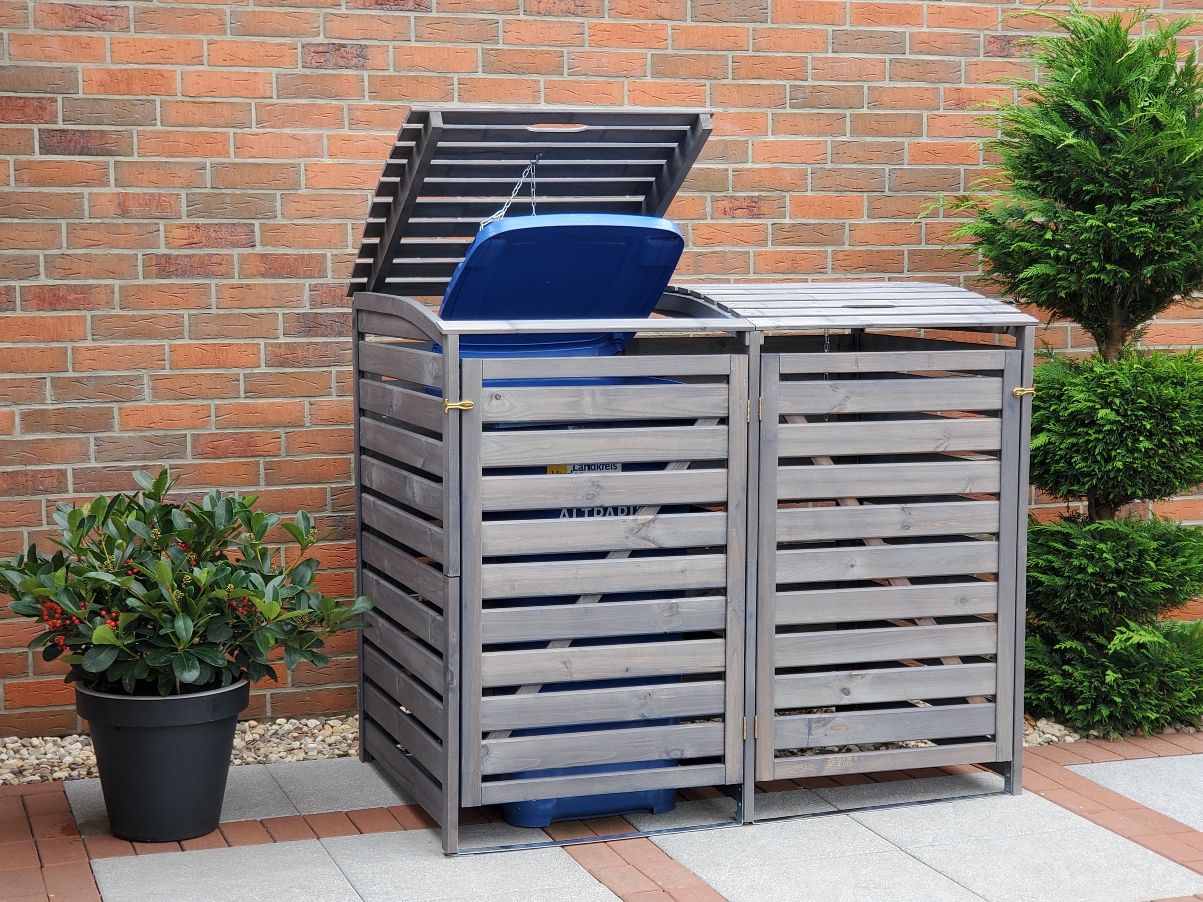promadino Mülltonnenbox »Vario III« für 2 Tonnen, robust aus zertifiziertem Kiefernholz