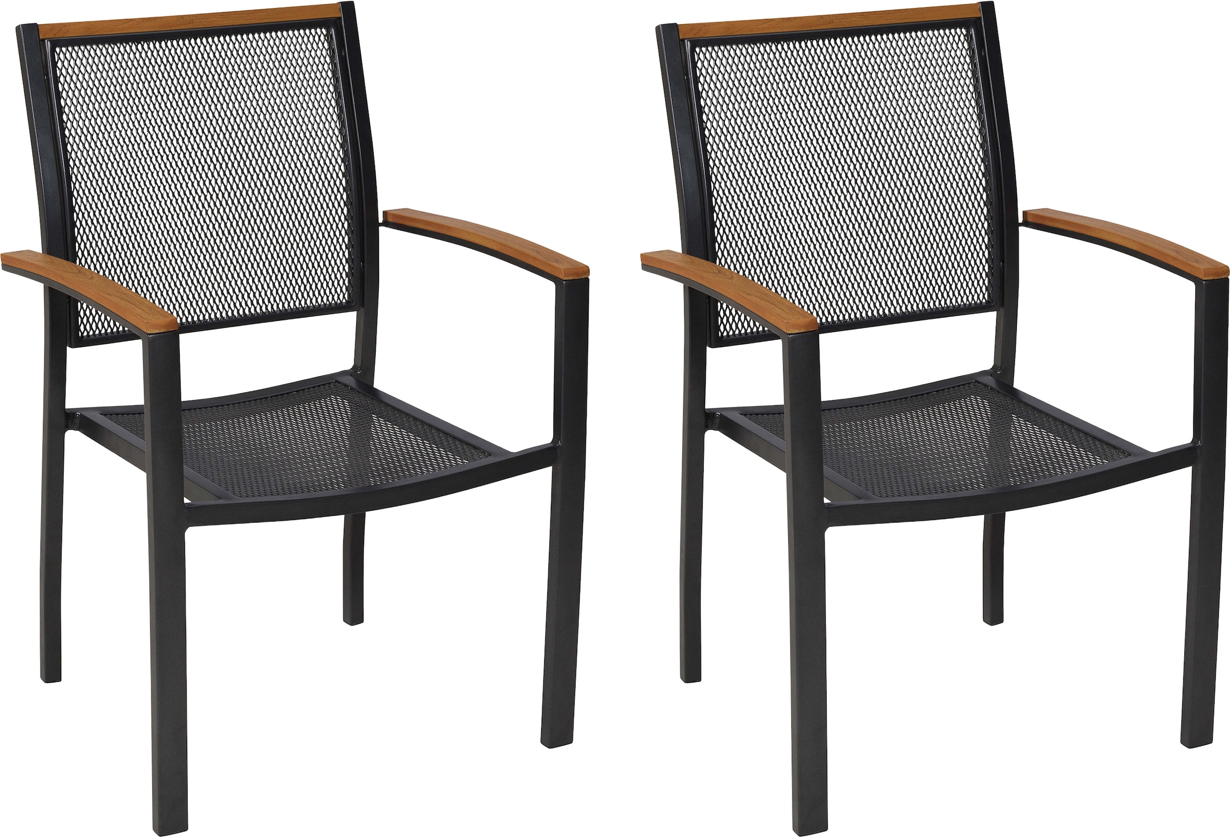MERXX Gartensessel »Itanos« Set, 2 Stk. tlg. Armlehnen aus Kunststoff in Holzoptik
