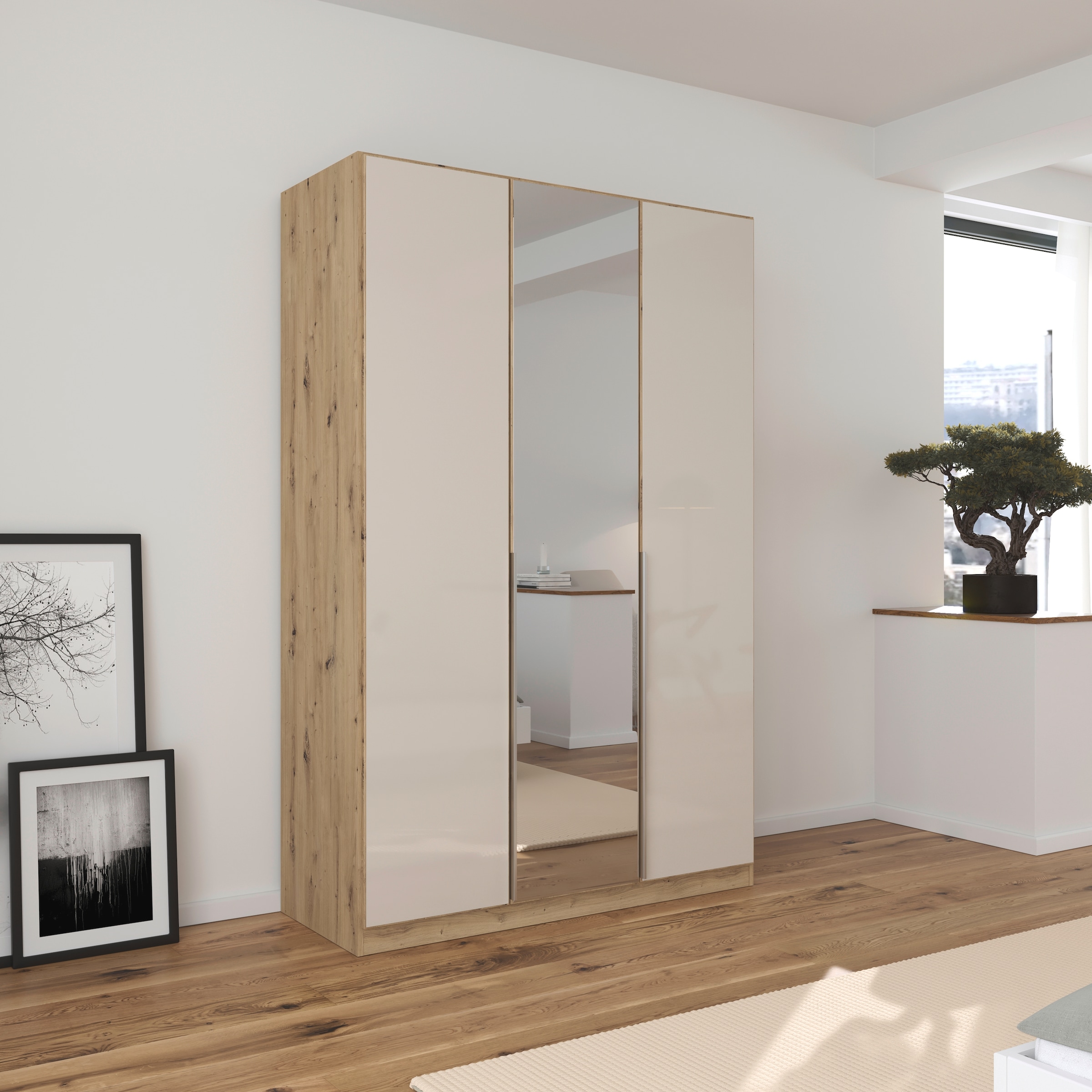 rauch Drehtürenschrank »Kleiderschrank Kleiderschränke Schrank Garderobe AGORDO mit Glasfront«, (in zwei Griff-Farben, Breiten 91-360 cm), durchdachte Innenausstattung, in 7 Breiten und 2 Höhen MADE IN GERMANY