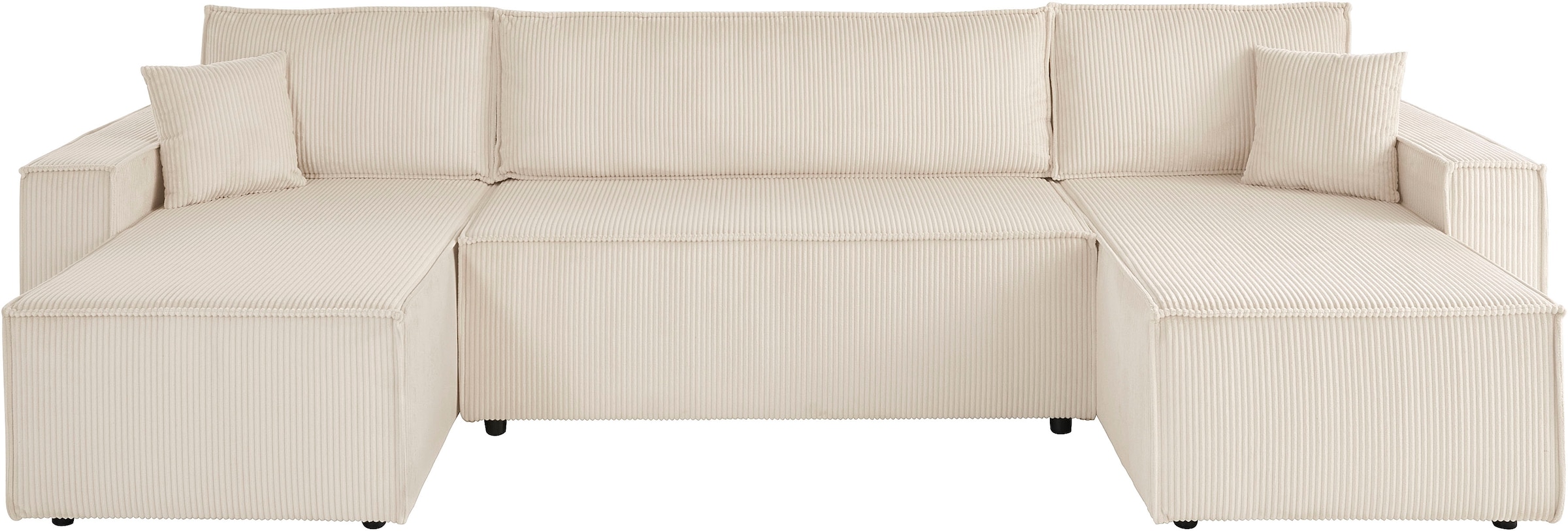 OTTO home Wohnlandschaft »CASSI, 311 cm, U-Form, Schlafsofa, Dauerschläfer, Boxspringfederung« Schlaffunktion (133/270cm), Bettkasten, Seitentaschen, Cord-Bezug