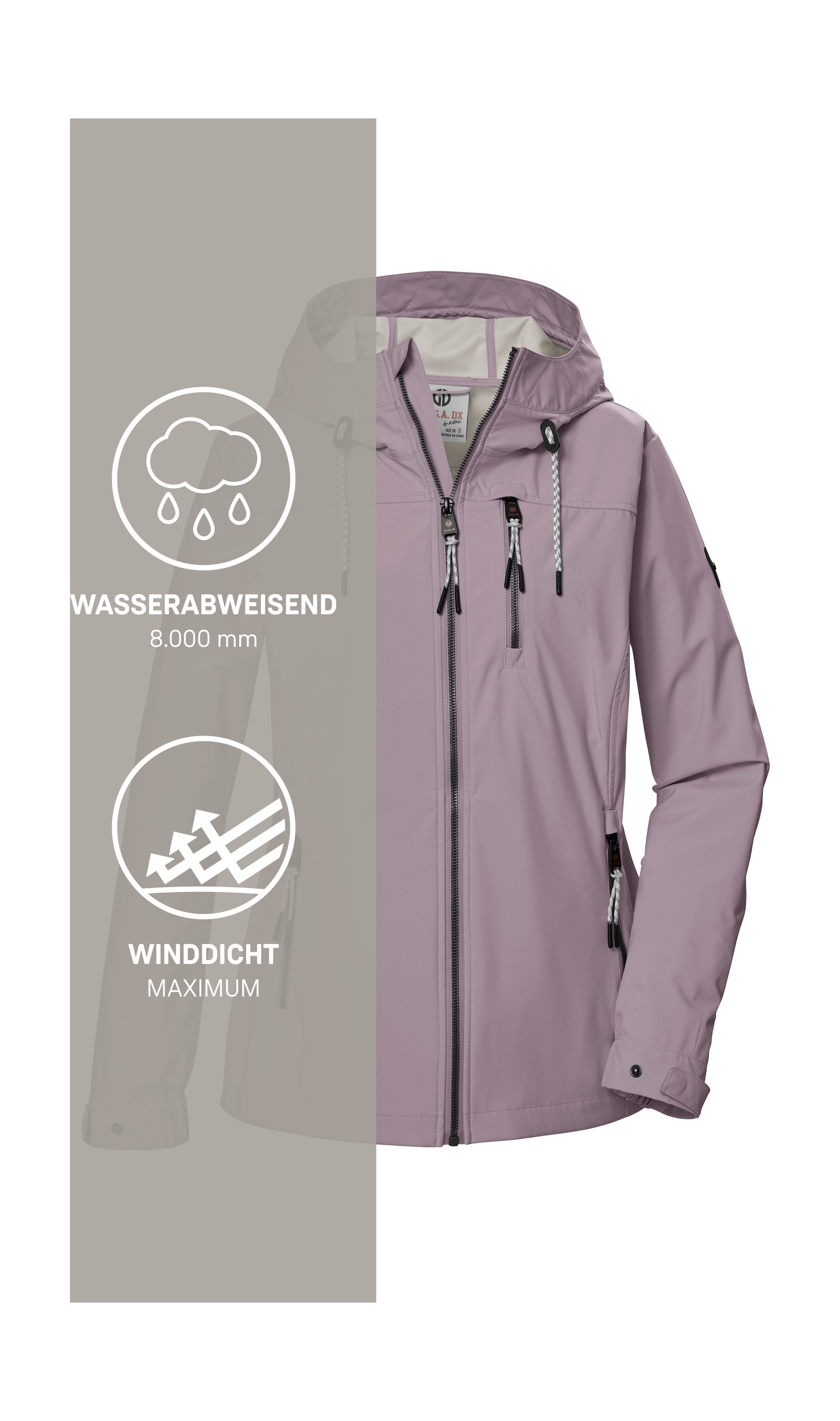 G.I.G.A. DX by killtec Softshelljacke »GS 74 WMN SFTSHLL JCKT« Damen Softshelljacke, wasserabweisend, winddicht, pflanzenbasiert