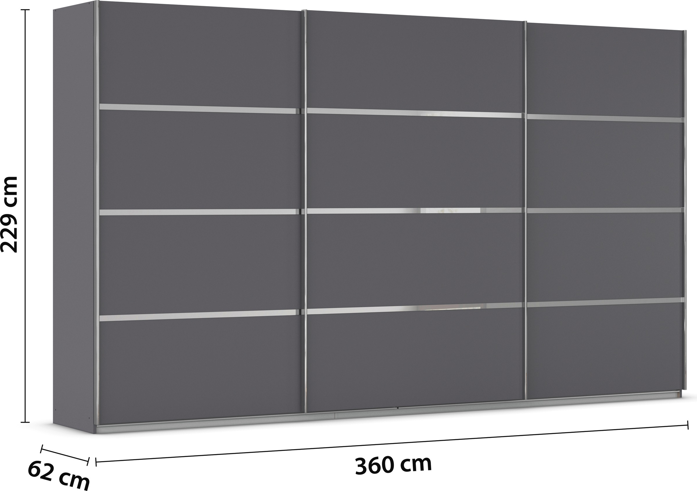 rauch Kleiderschrank »Schwebetürenschrank OTTO´s Choice Garderobe Schrank TOP ANGEBOT Avola«, (in 3 verschiedenen Ausstattungen BASIC/CLASSIC/PREMIUM), mit eleganten Zierleisten in Chrom, Schwarz oder Weiß MADE IN GERMANY