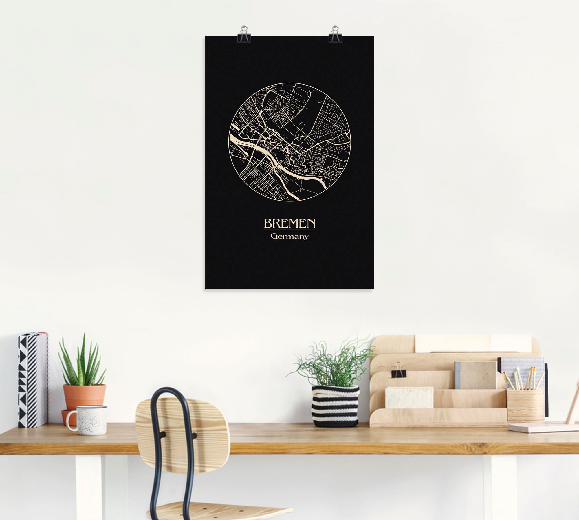 Artland Wandbild »Retro Karte Bremen Deutschland Kreis«, Deutschland, (1 St.), als Leinwandbild, Poster in verschied. Größen