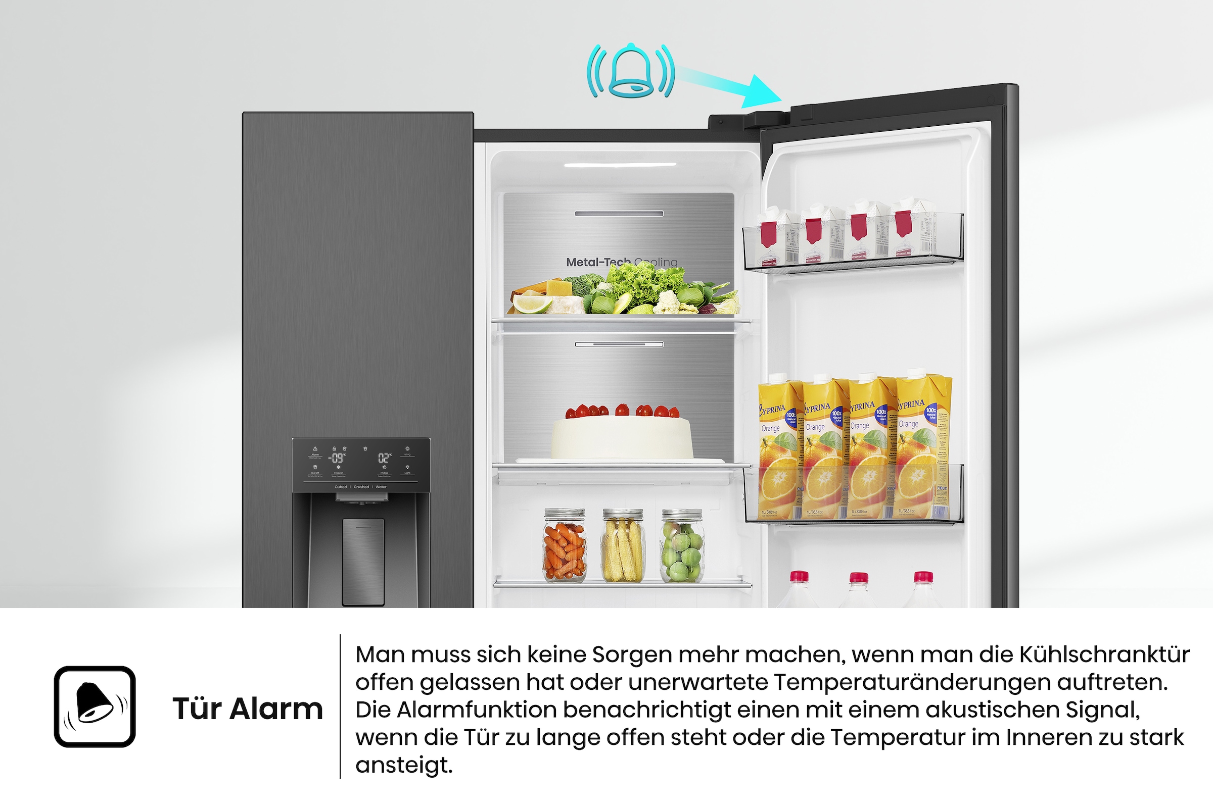 Hisense Side-by-Side »MS91528FC« 178,6 cm hoch 91,1 cm breit mit Wasser-/Eisspender, kein Festwasseranschluss dank Tank