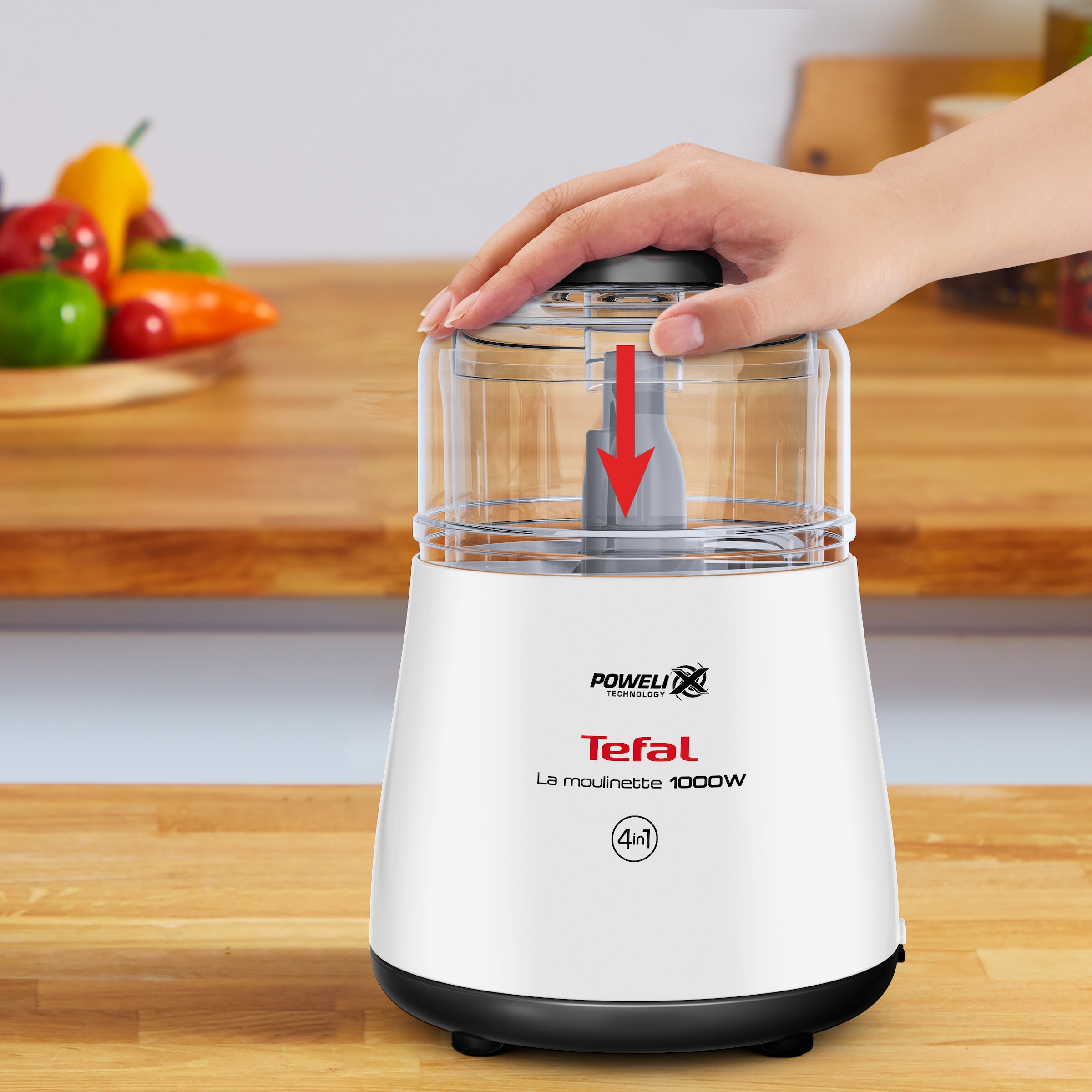 Tefal Zerkleinerer »DPA130 La Moulinette«, 1000 W, 300g Kapazität, 360°-Deckel, transparenter Behälter