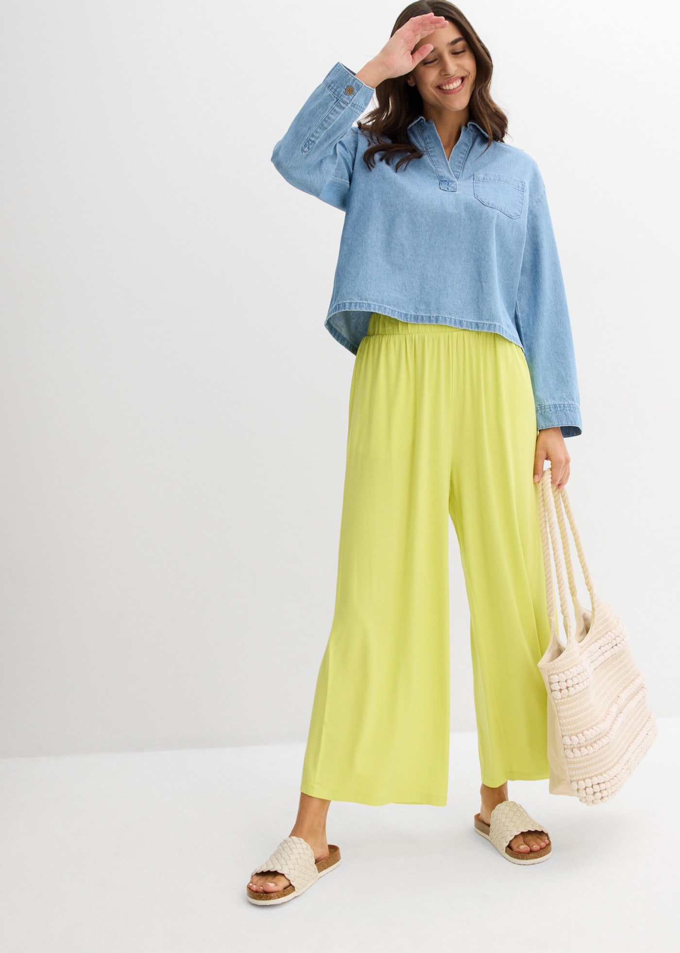 bonprix Culotte  lockere Passform, aus Viskose und Elasthan, 7/8-Länge