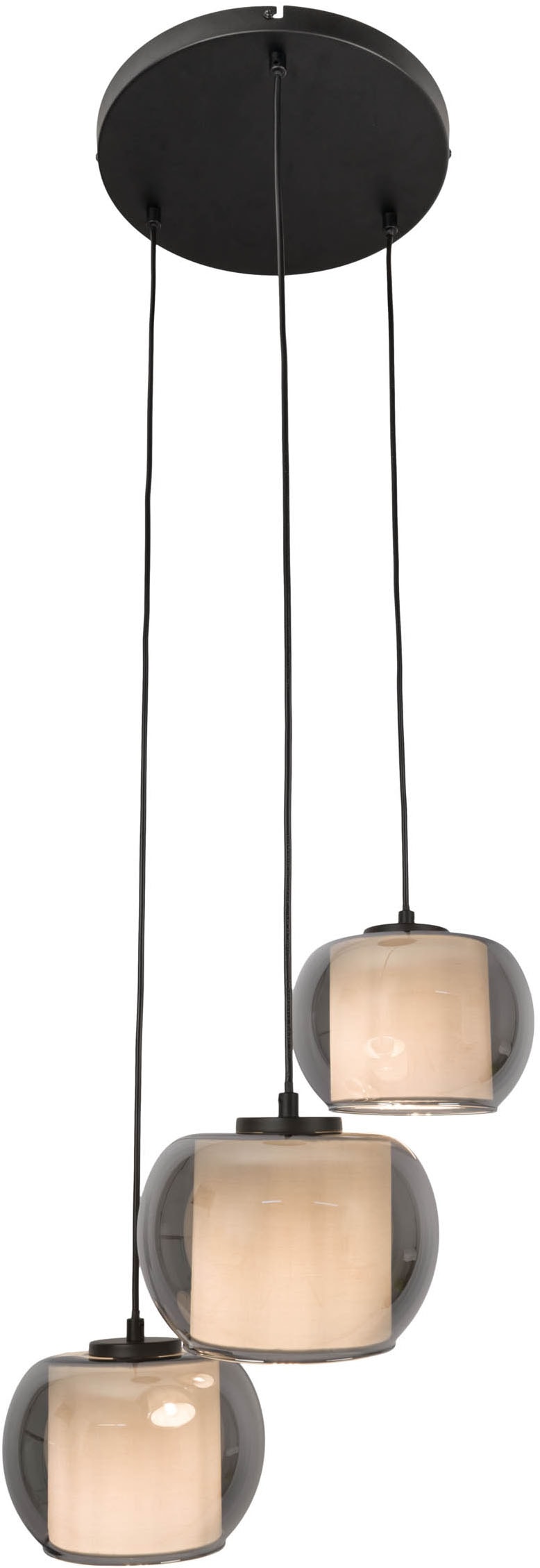 OTTO home Pendelleuchte »Tanissa« E27 1 Stk. 3 versetzt lange Pendel mit je 1x Rauchglasschirm und je 1x E27 exkl.