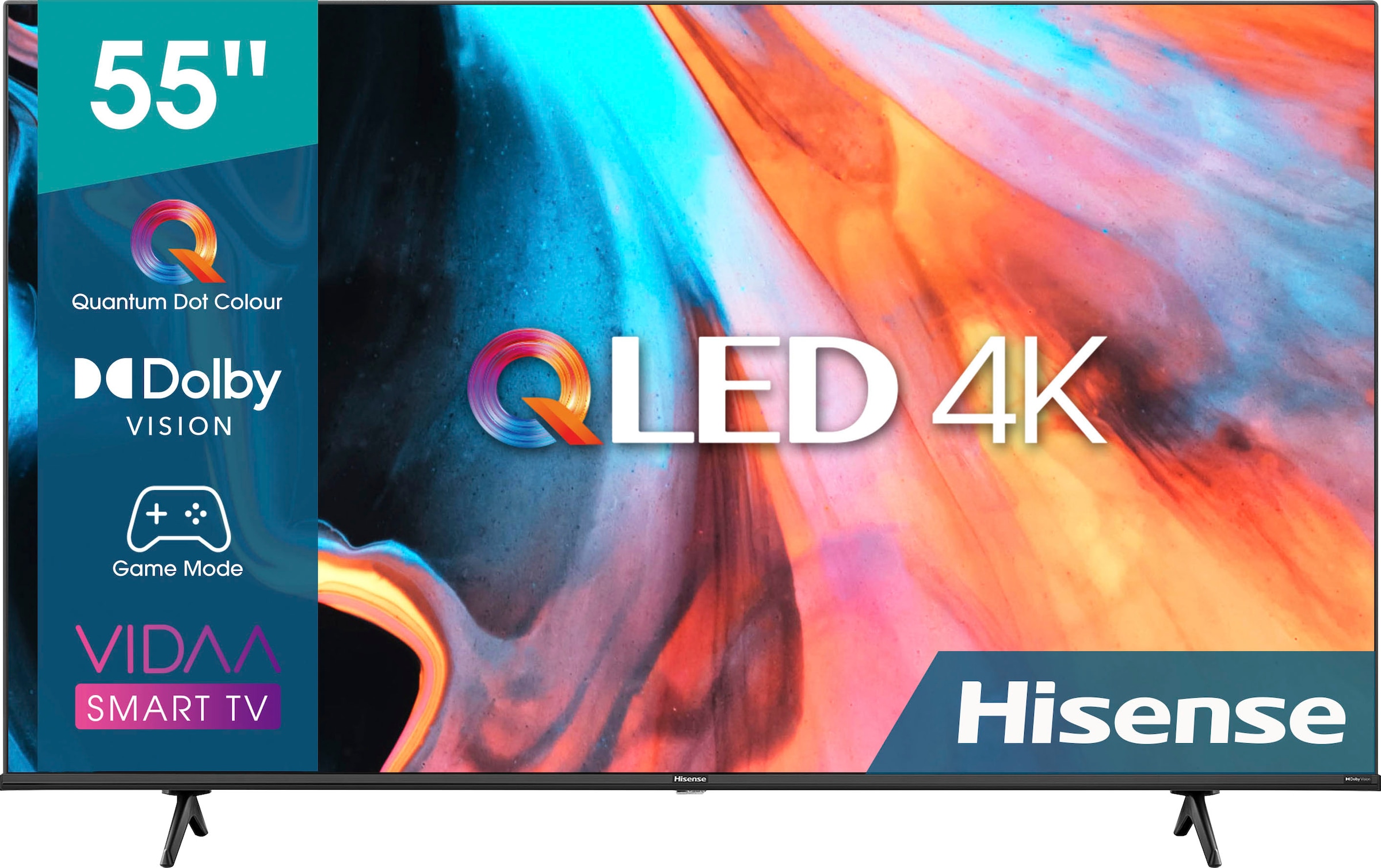Hisense QLED-Fernseher »55E77HQ«, ➥ 139 4K HLG, Garantie Zoll, UNIVERSAL Built-in, 3 Ultra cm/55 decoding, Jahre HDR10, HD, Alexa Panel, XXL Smart-TV, HDR10+ 60Hz | Voice VIDAA