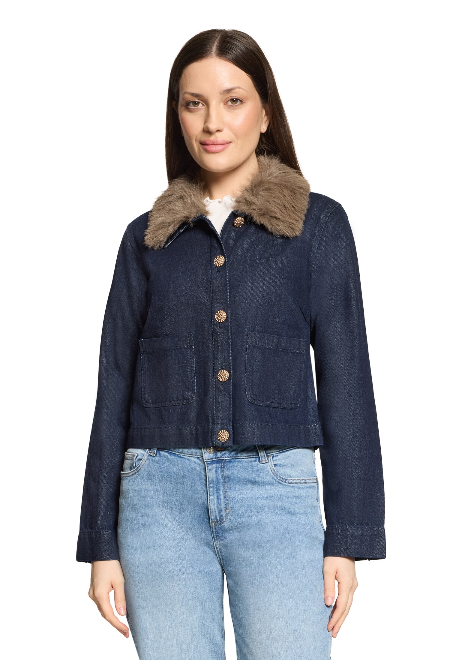 Cartoon Jeansblazer »Jeansjacke mit Kunstfellkragen«