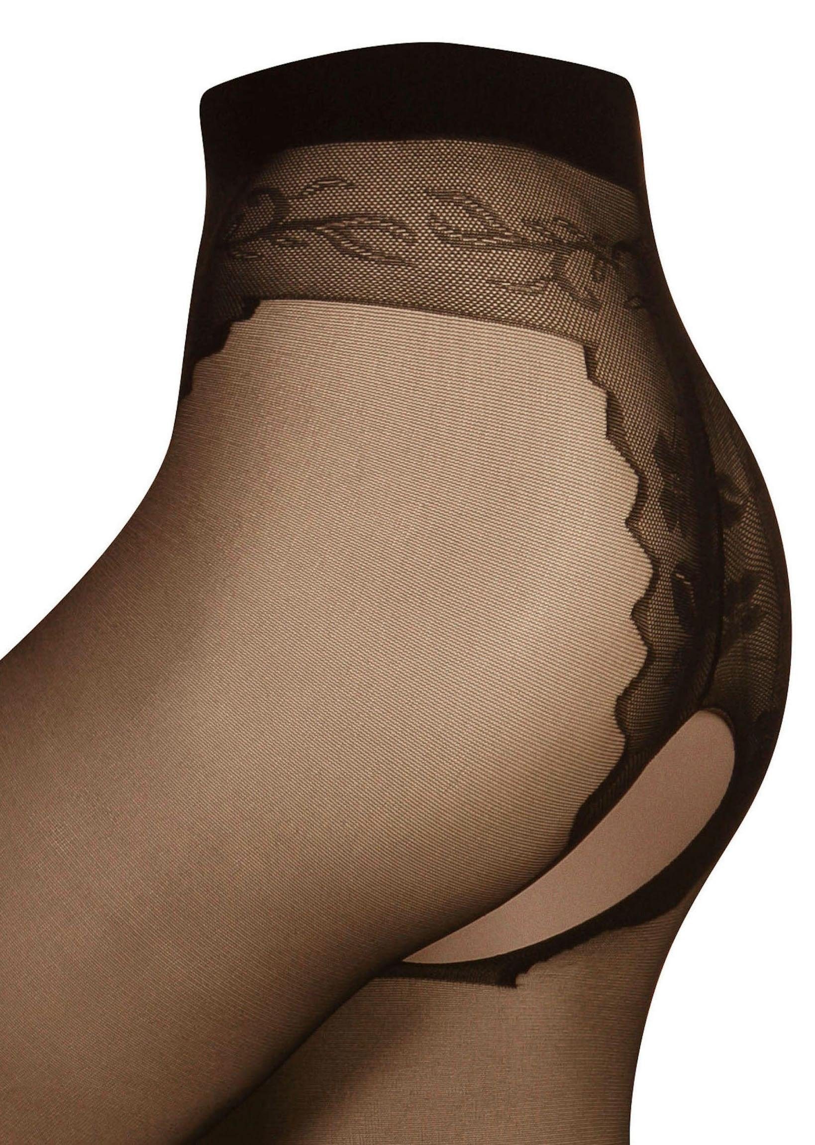 Die Strumpfmacher Ouvert Strumpfhose, (2 St.), mit floralem Panty und Hochnaht