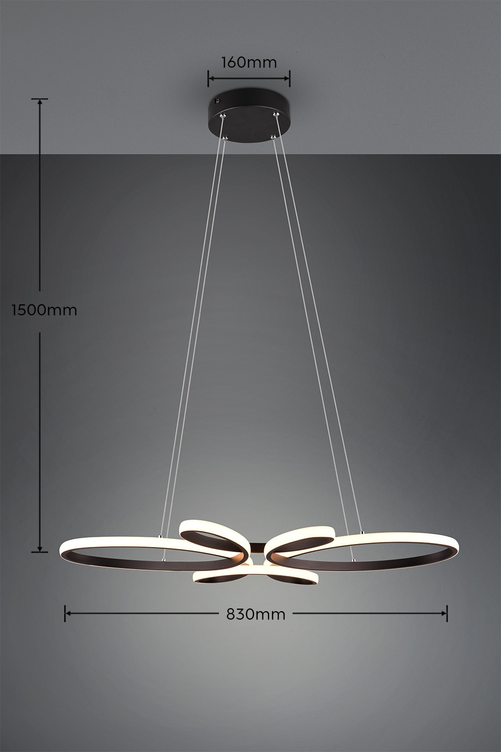 TRIO Leuchten LED Pendelleuchte »FLY, Hängelampe LED 32W 3900 Lumen warmweiß 3000K 3-Stufen dimmbar« LED-Board 1 Stk. Warmweiß höhenverstellbar: max 150cm, Maße 83x45 cm, Hängeleuchte Küche Wohnen