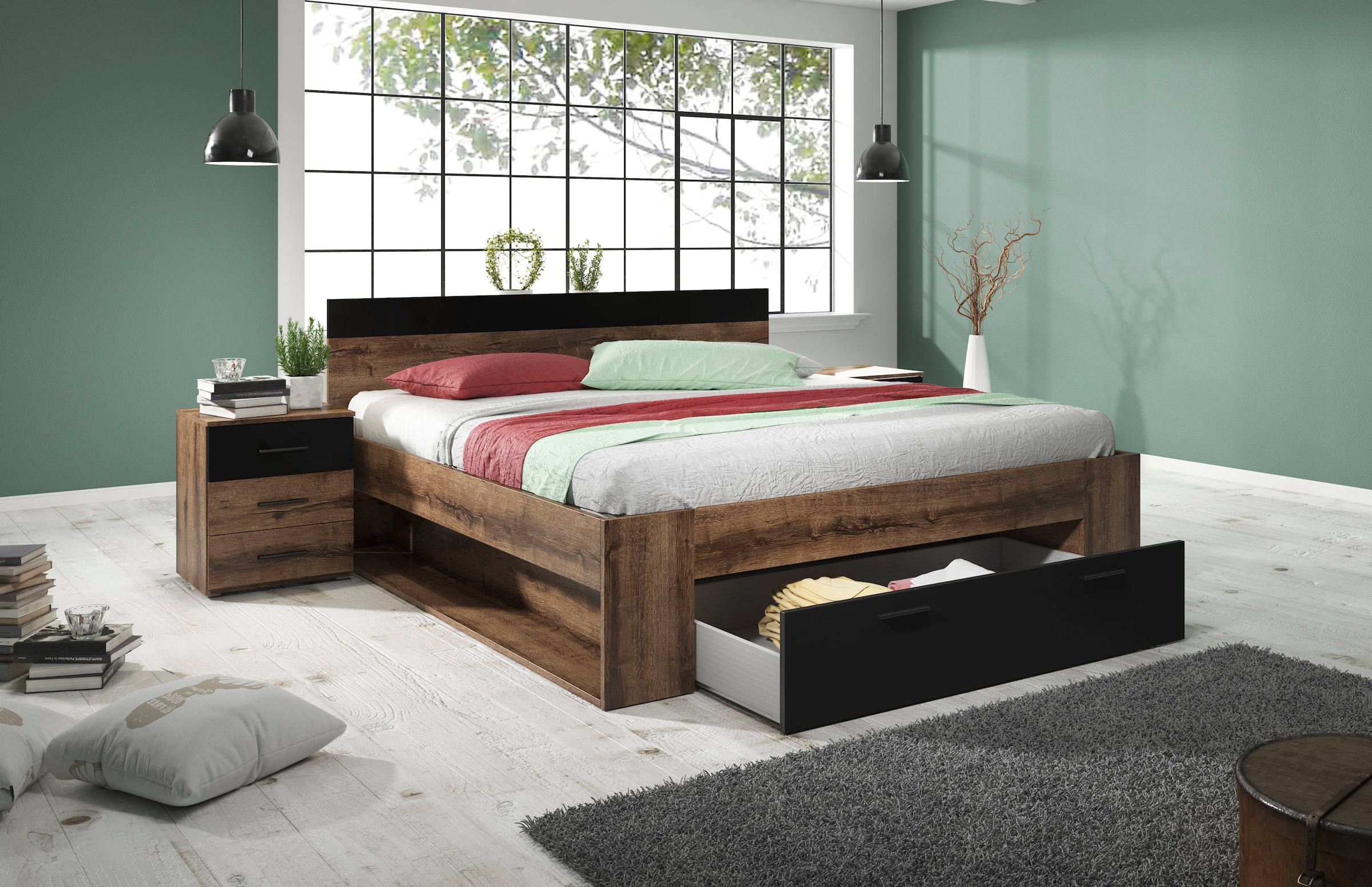 Home affaire Nachtkommode »Beta Breite 46 cm, moderner Nachtschrank«, Nachttisch, Nachtkonsole mit 3 Schubladen