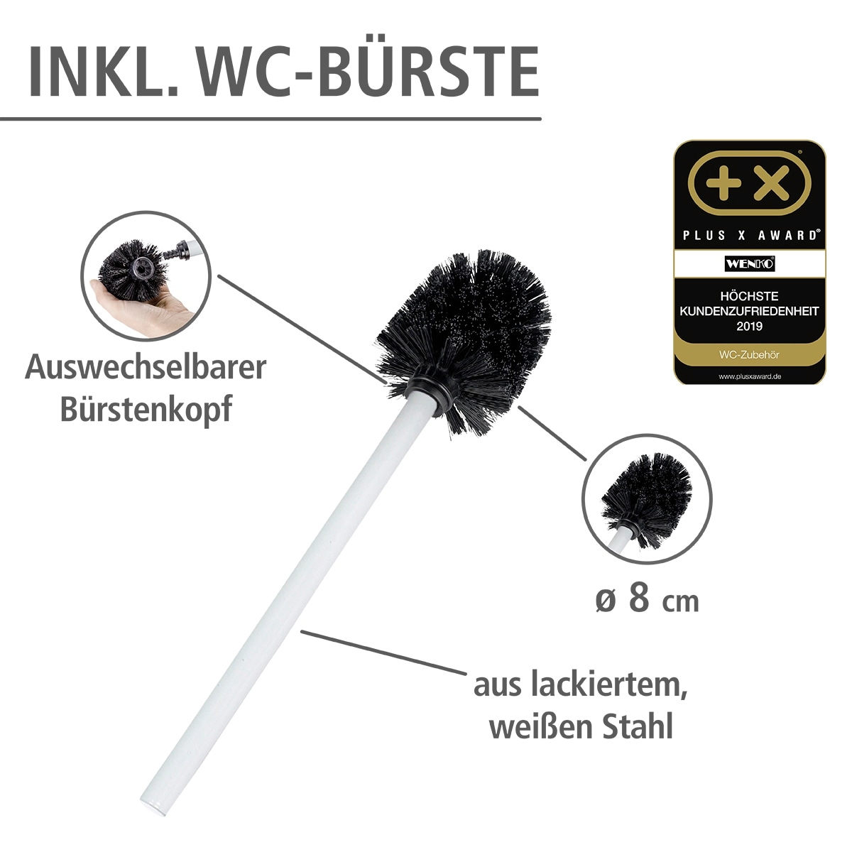 WENKO WC-Garnitur »Rivalta«, aus Sicherheitsglas-Kunststoff, integrierter Toilettenpapierhalter und WC-Bürstenhalter