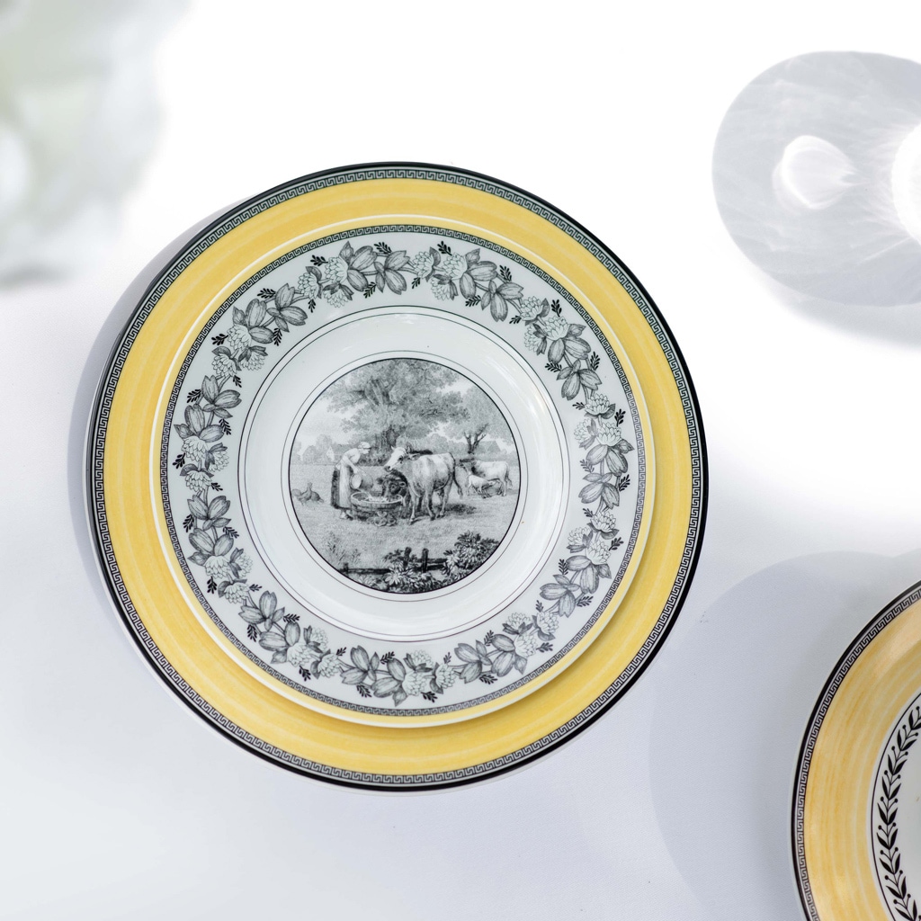 Villeroy & Boch Frühstücksteller »Frühstücksteller Audun Ferme ø 21,6 cm weiß-grau-gelb«