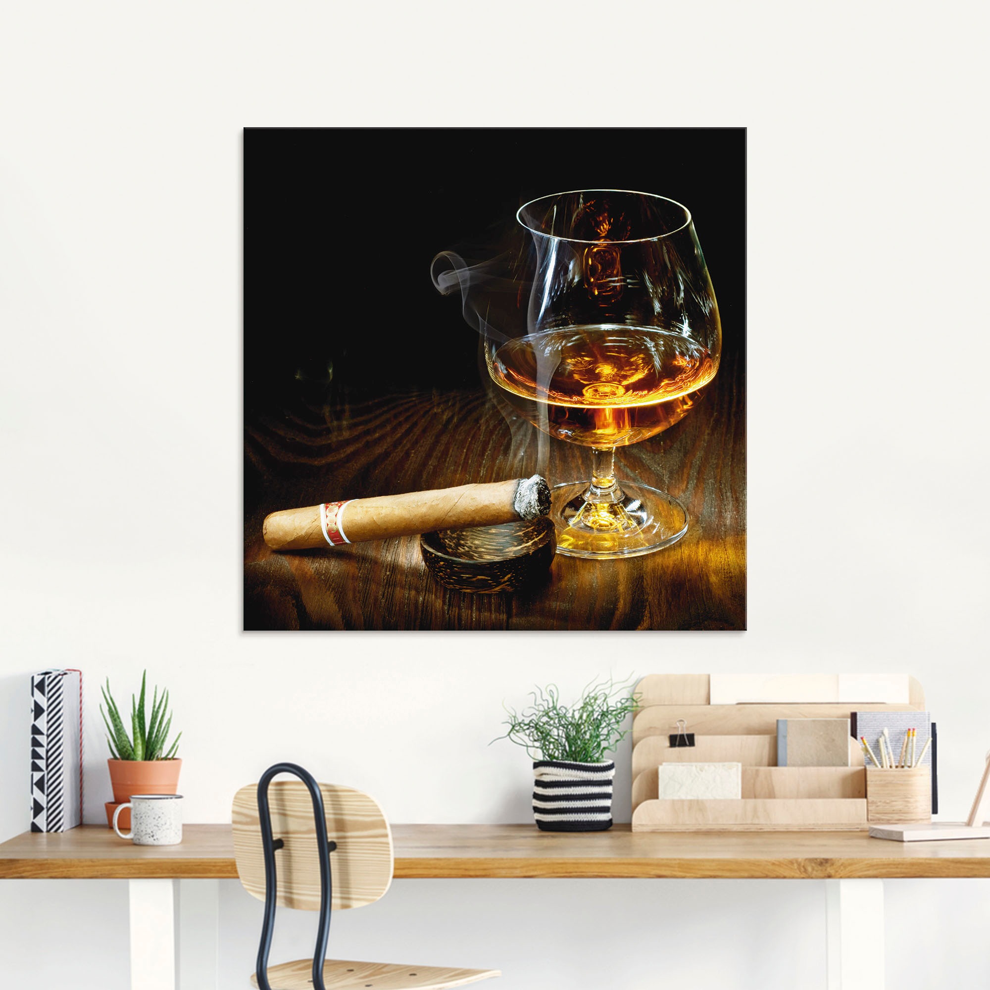 Artland Glasbild »Zigarre und Cognac«, Zigarren, (1 St.), in verschiedenen Größen