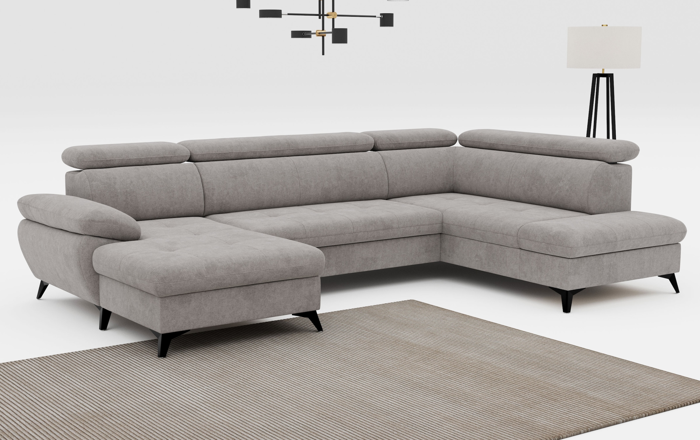 COTTA Wohnlandschaft »Hudson U-Form, B: 324 cm« mit Kopfteilverstellung, optional Bettfunktion & Bettkasten