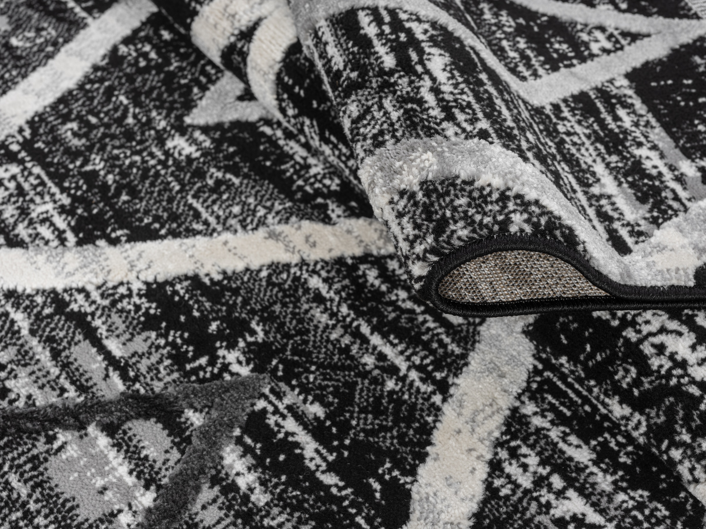 my home Teppich »Otilie« rechteckig 11 mm Höhe dichte Qualität, Woll-Look, Boho, mit Fransen und Rauten, Scandi