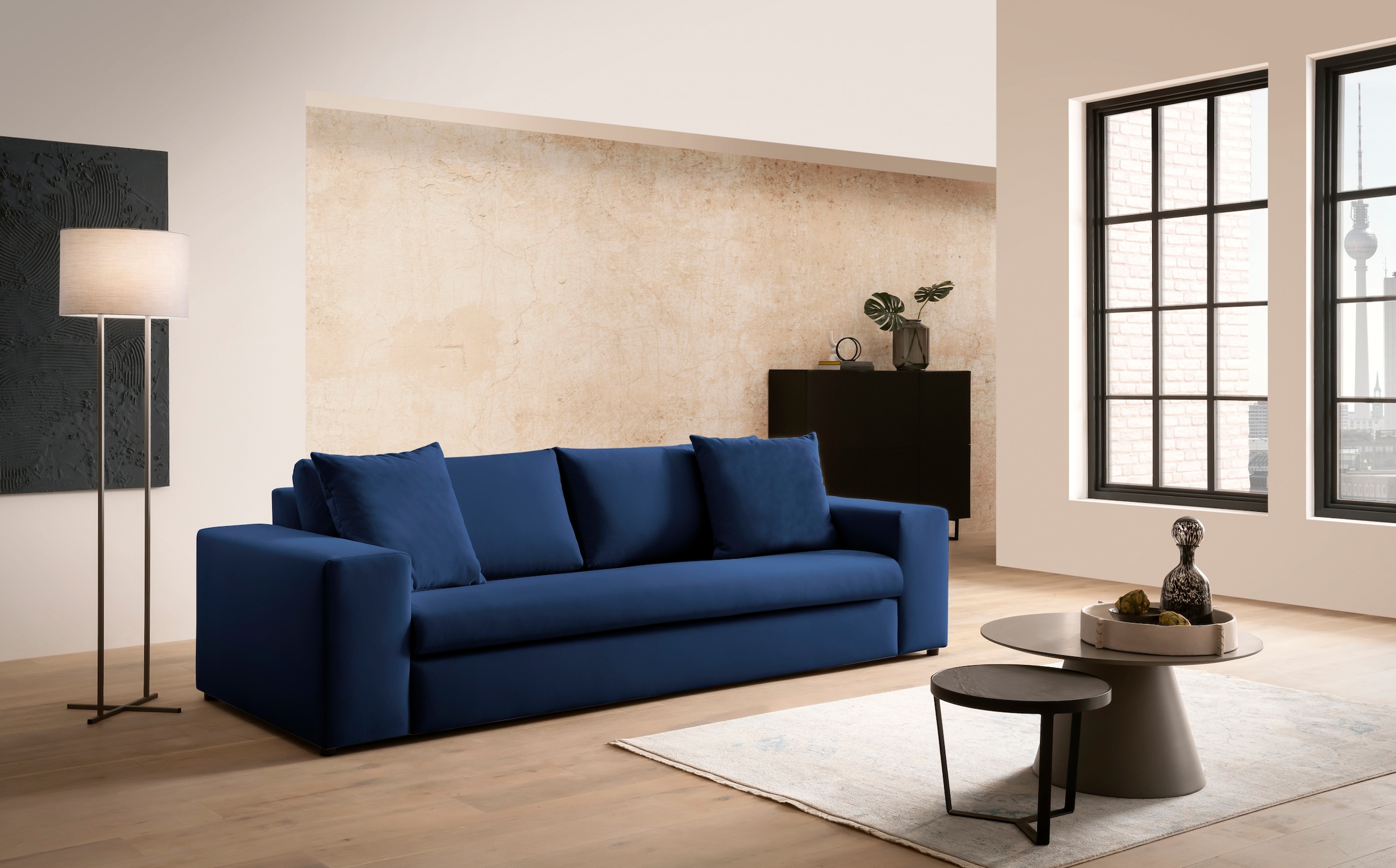 Home affaire 3-Sitzer »SLEETLAND XXL in Samtvelours oder Vintage-Leder-Optik« besonders groß und bequem