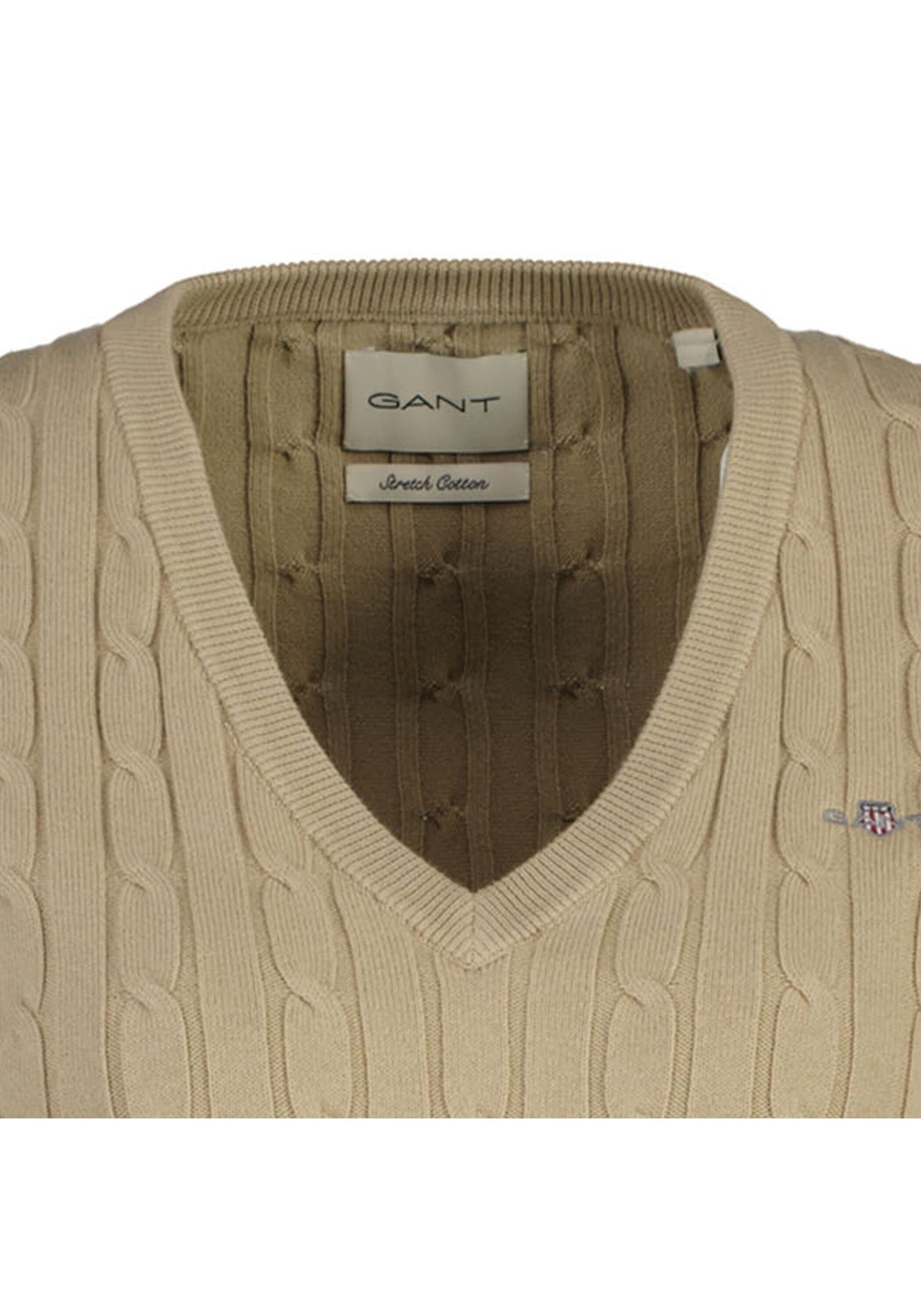 Gant Sweater »Strickpullover STRETCH COTTON CABLE V-NECK«
