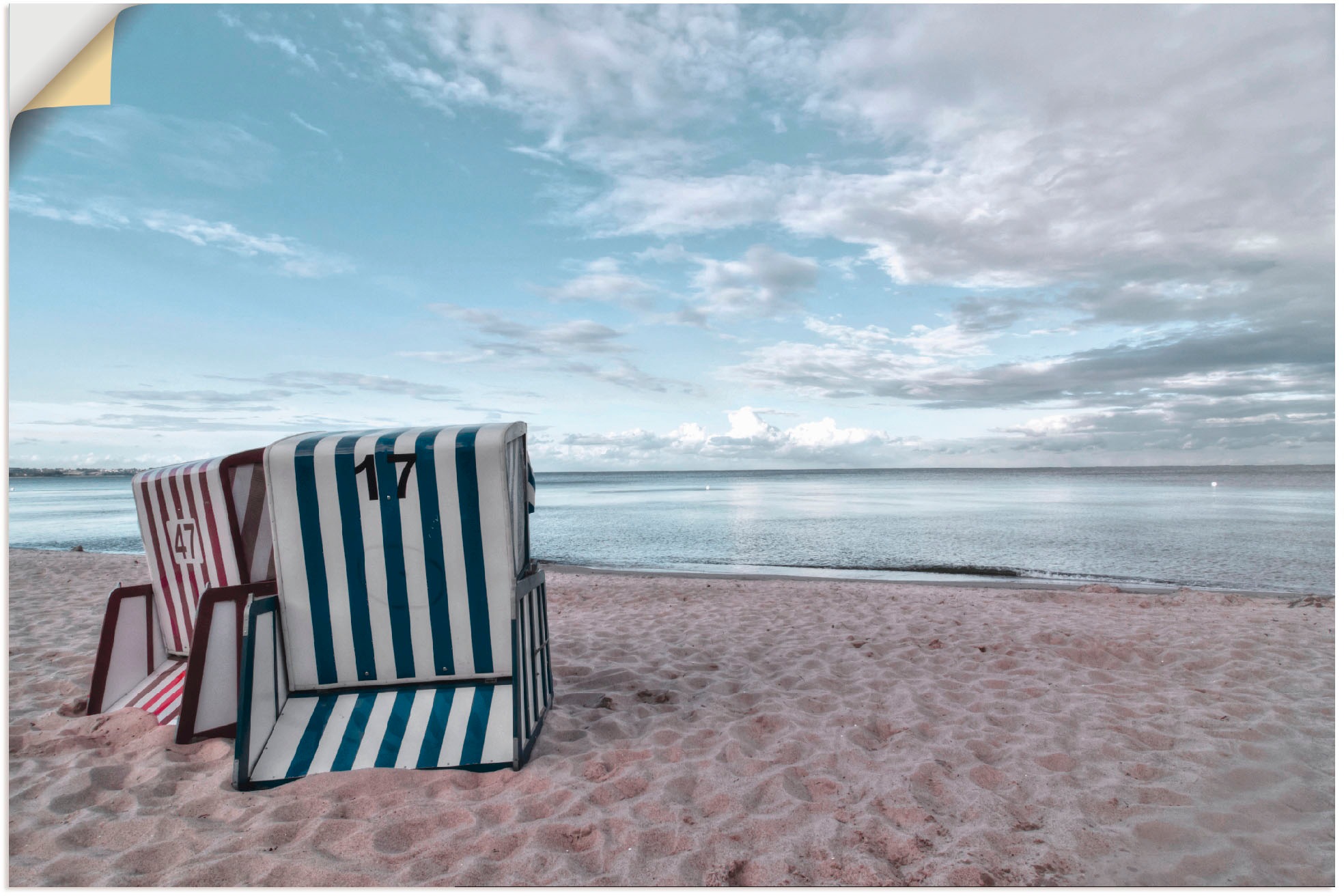 Artland Wandbild »Einsame Strandkörbe am Ostseestrand«, Strand, (1 St.),  als Alubild, Leinwandbild, Wandaufkleber oder Poster in versch. Größen auf  Raten kaufen