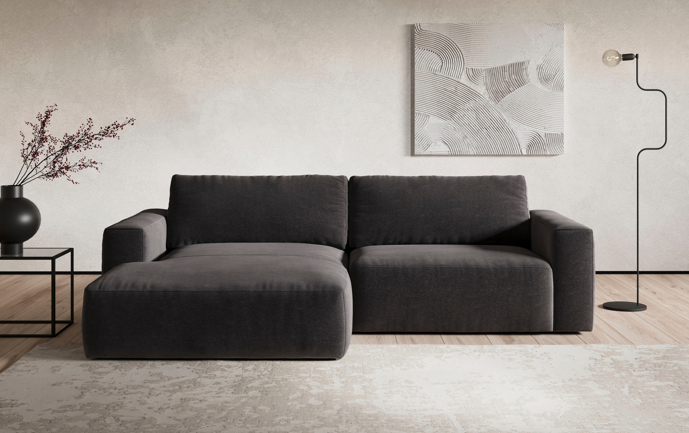 COTTA Ecksofa »Lasso L-Form, XL-Sofa«, mit breiter Recamiere im trendigen Cord oder angenehmen Strukturstoff