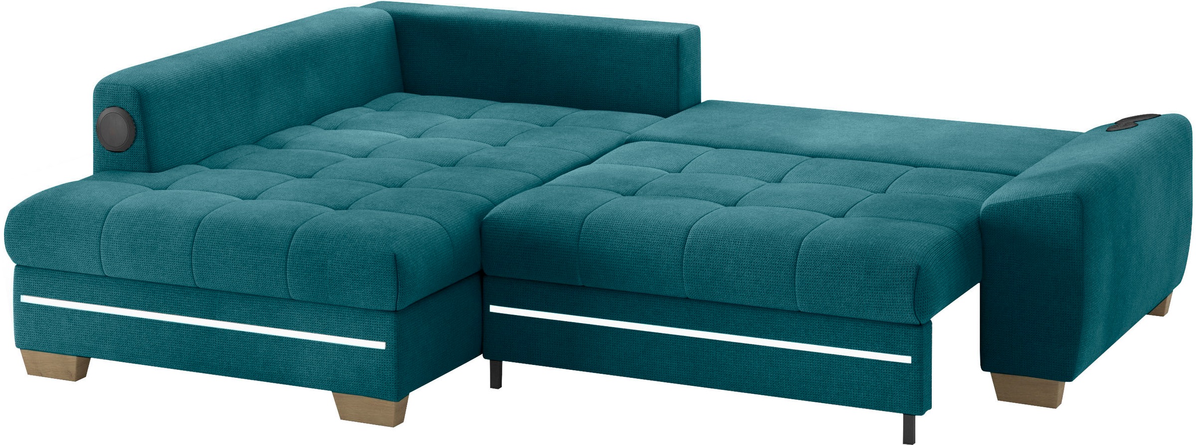 Mr. Couch Ecksofa »Nikita II, L-Form«, mit Kaltschaum, RGB-LED, Soundsystem, wahlweise mit Bett, Bettkasten