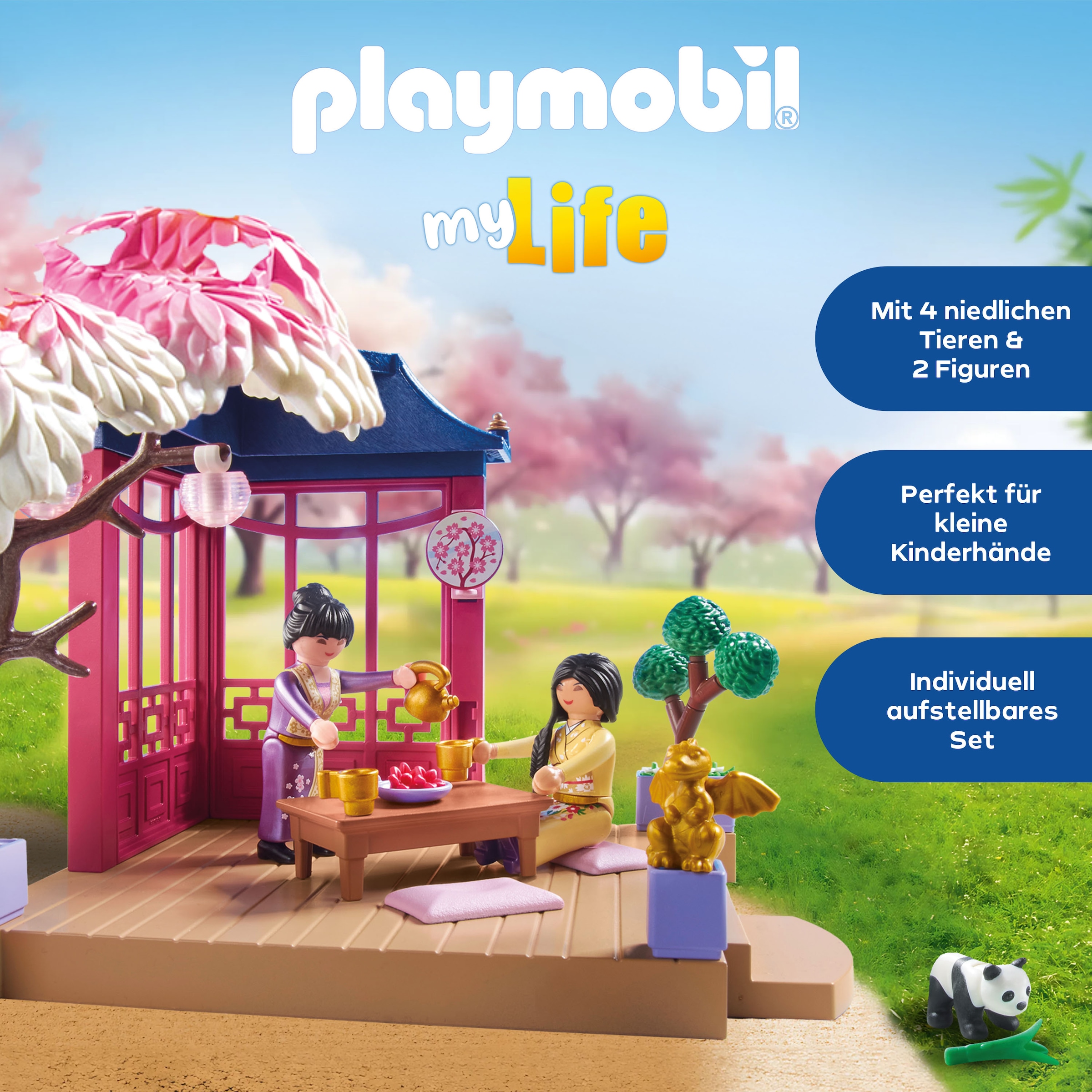 Playmobil® Konstruktions-Spielset »Asiatischer Garten mit Pandafütterung (71762), Playmobil My Life« Made in Europe