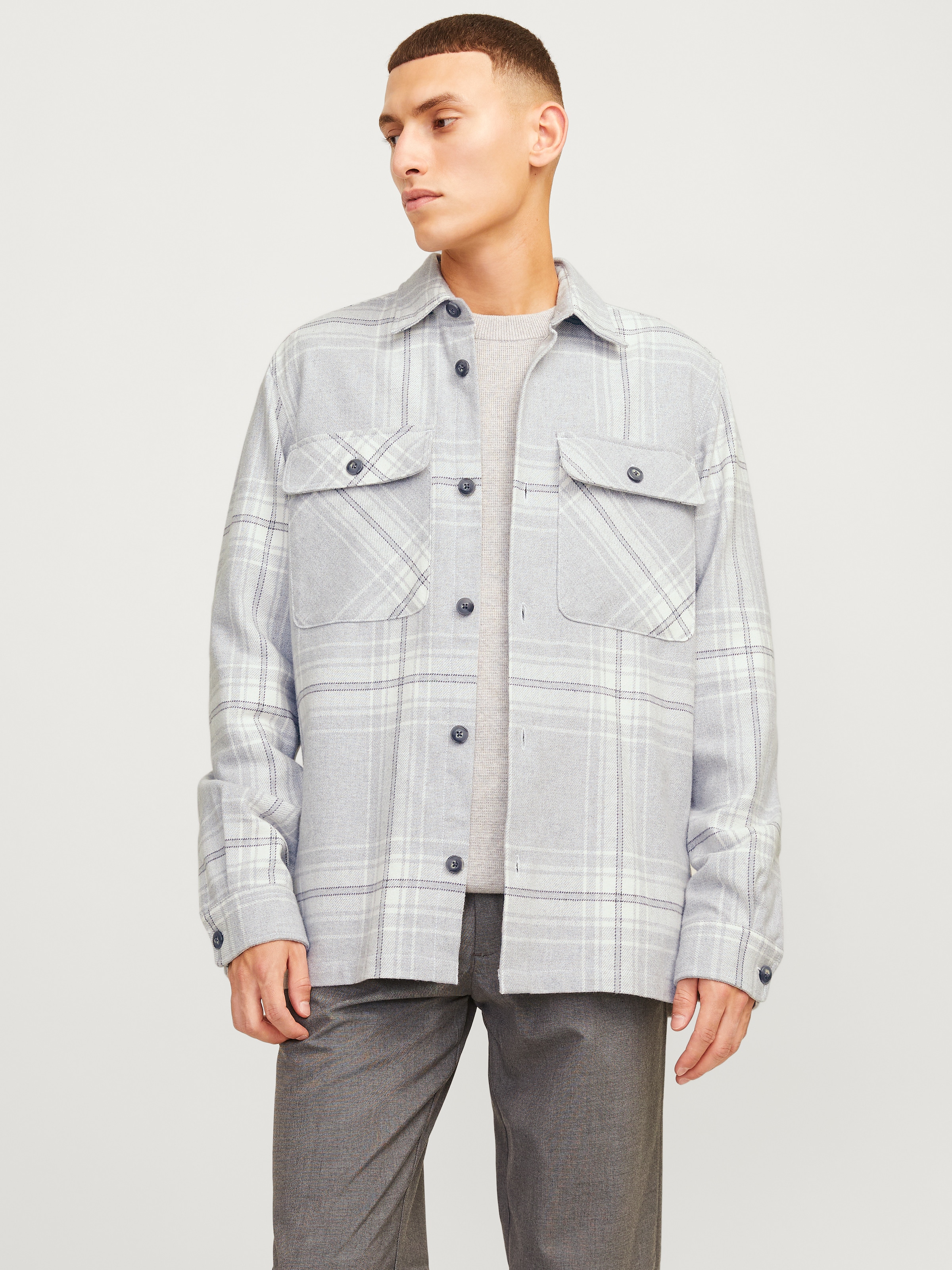 Langarmhemd »JPRRAYMOND MELANGE CHECK LS OVERSHIRT SN«