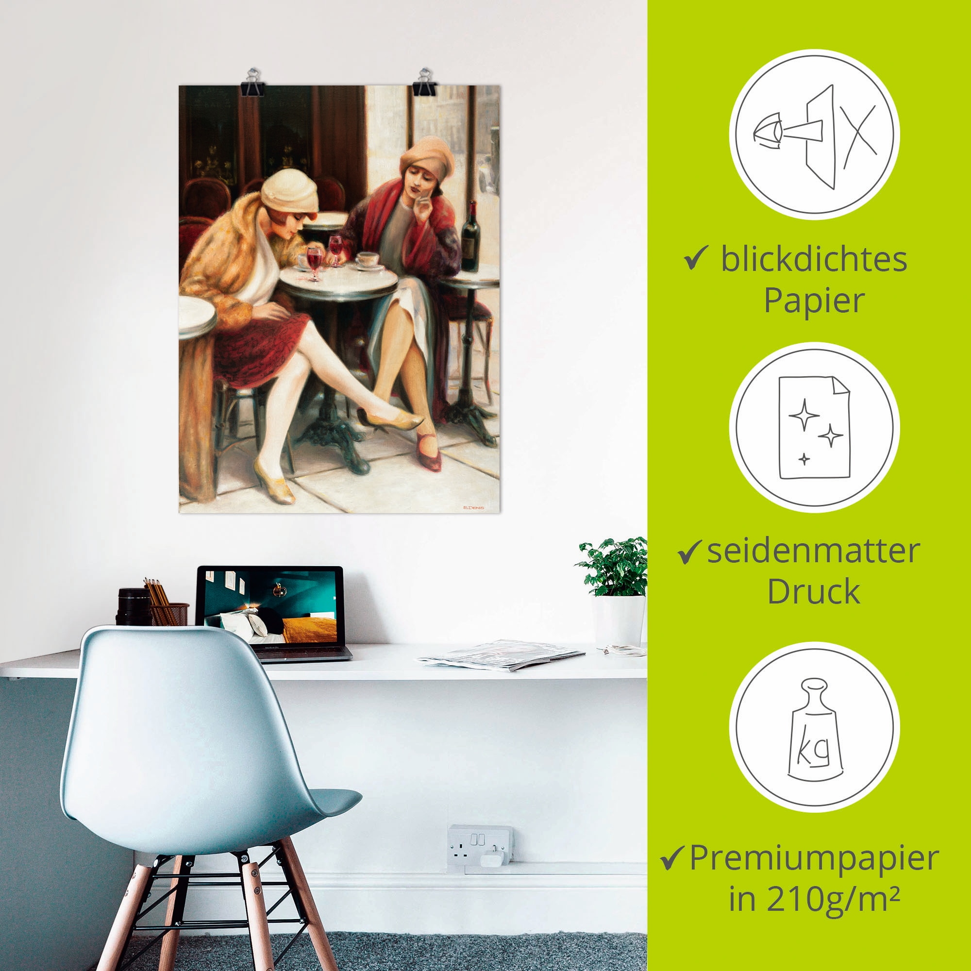 Artland Wandbild »Cafe II« Frau 1 Stk. tlg. als Leinwandbild, Poster in verschied. Größen