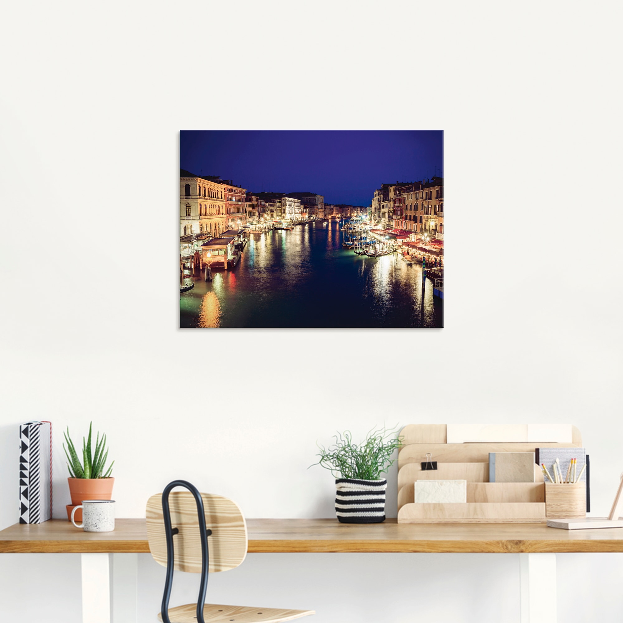 Artland Glasbild »Venedig bei Nacht«, Italien, (1 St.), in verschiedenen Größen