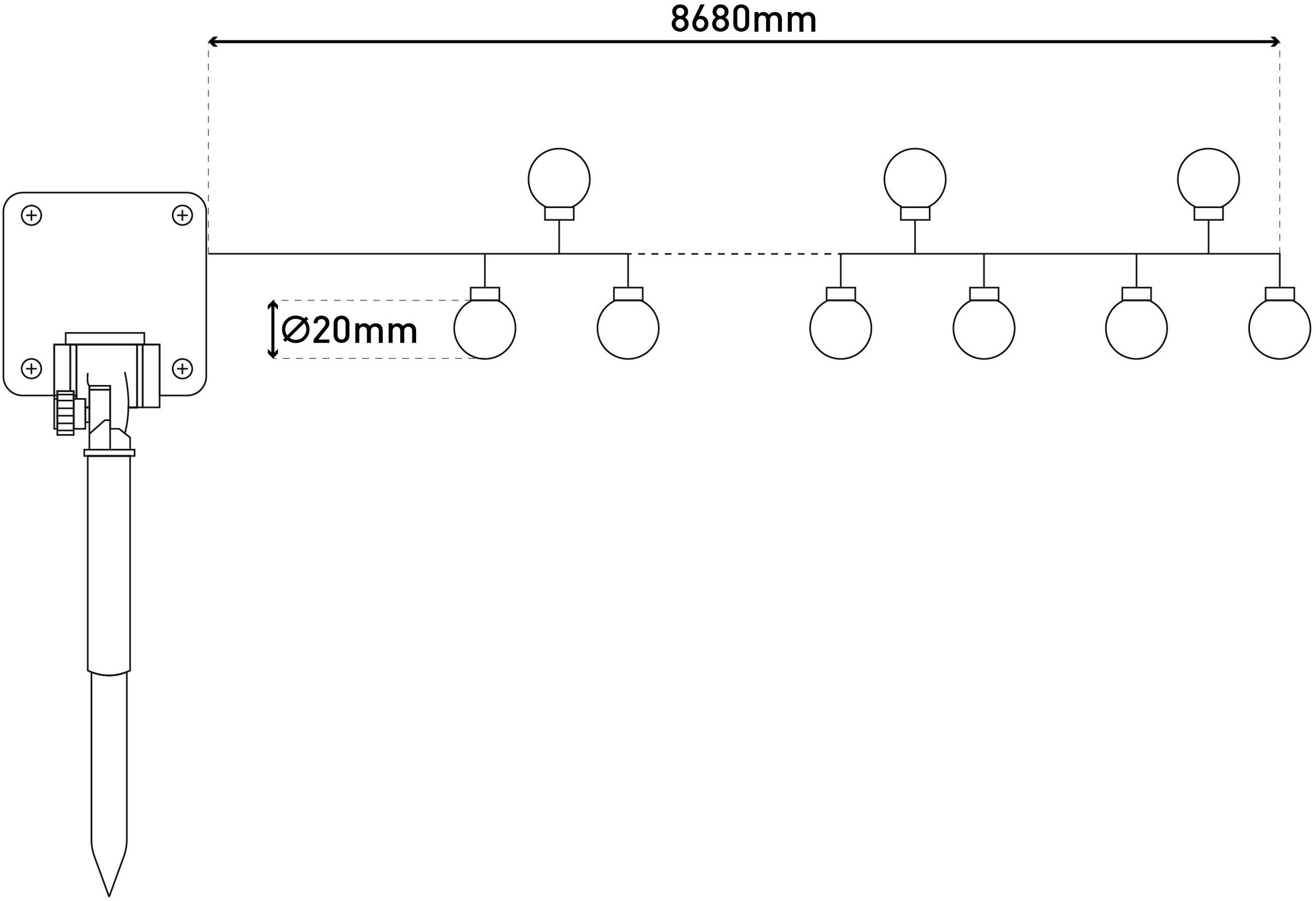 näve LED-Lichterkette »Becul« 50 Stk.-flammig Solar, 50 Leuchtkugeln, 8 Leuchtmodi per Fernbedienung inkl., Timer
