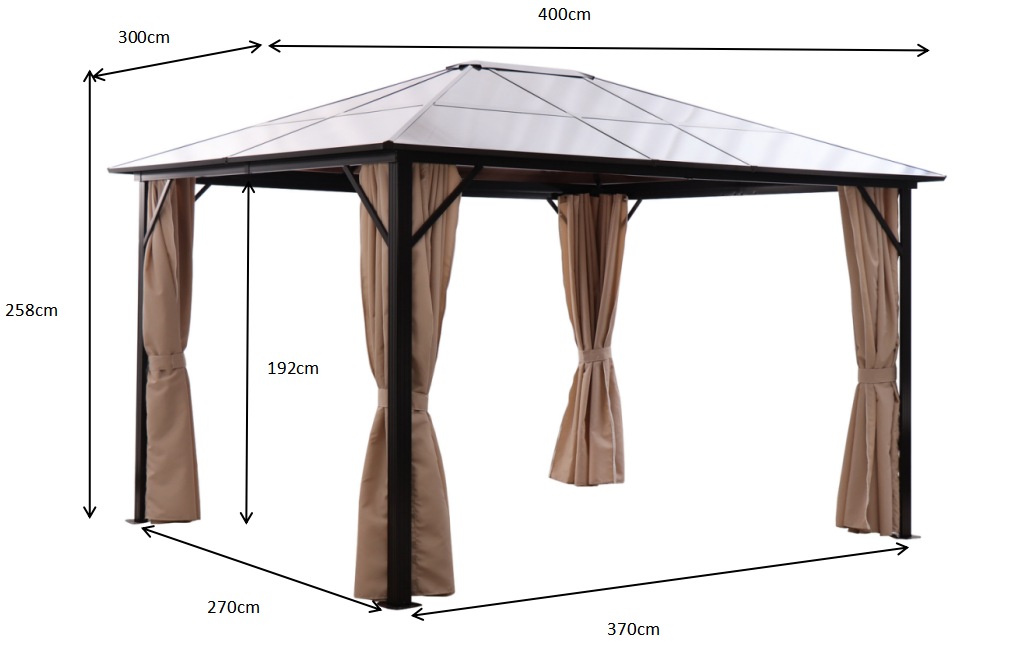 KONIFERA Pavillon »Aruba« BxT: 3x4m für 6-8 Personen, robustes Aluminiumgestell + PC Dach