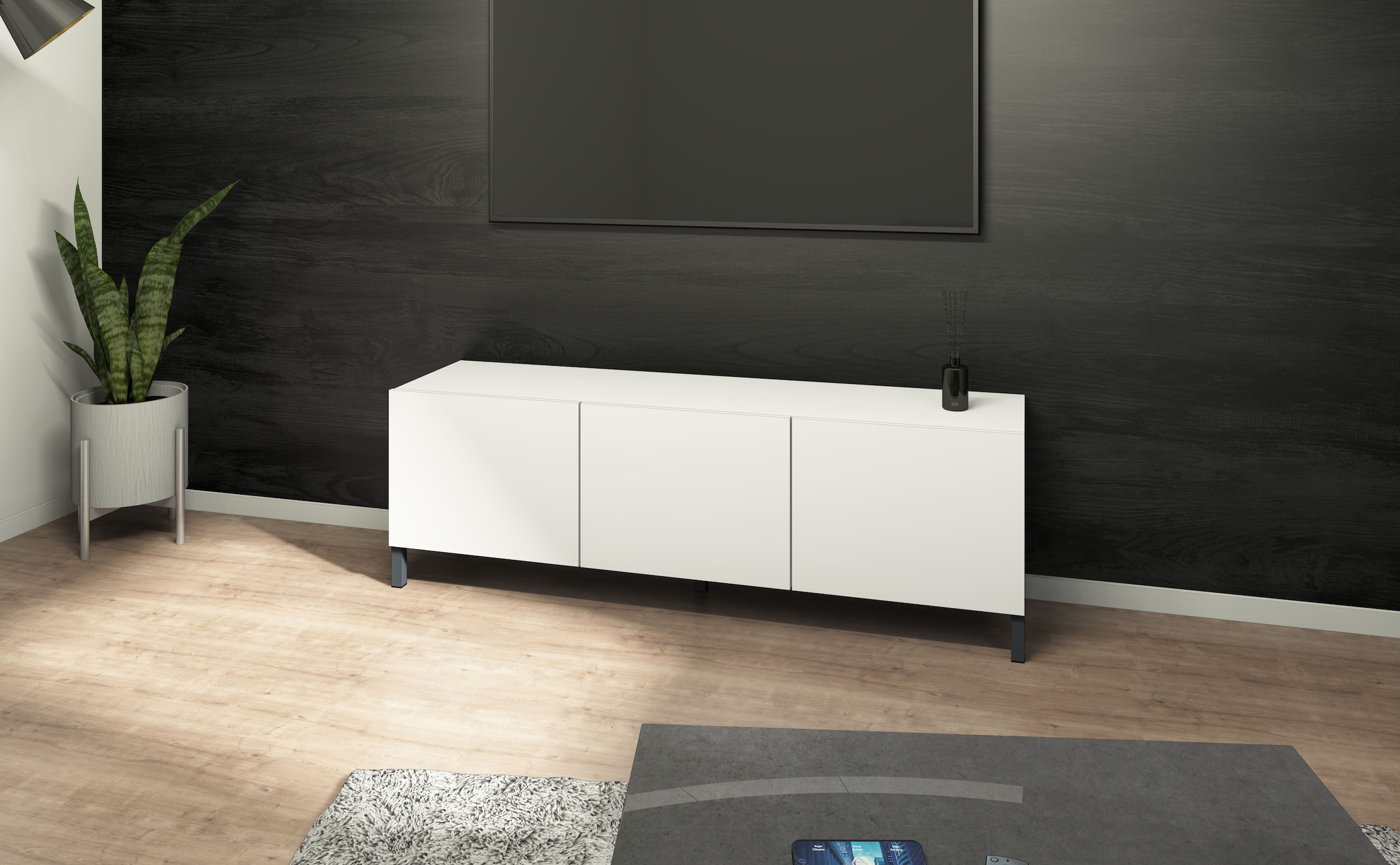 borchardt Möbel Lowboard Metallfüße, grifflose Optik