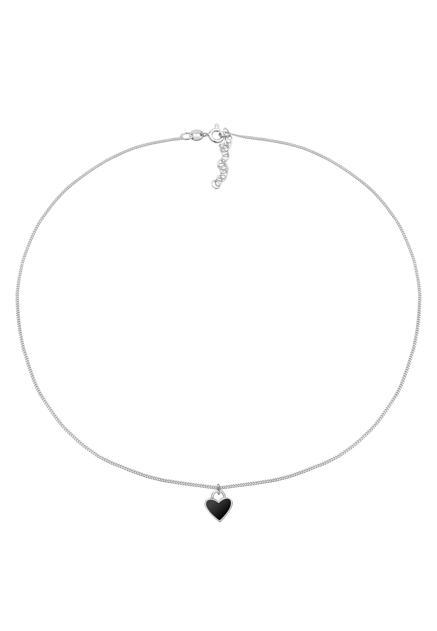 Elli Choker »Halskette Choker Herz Emaille schwarz 925 Silber«