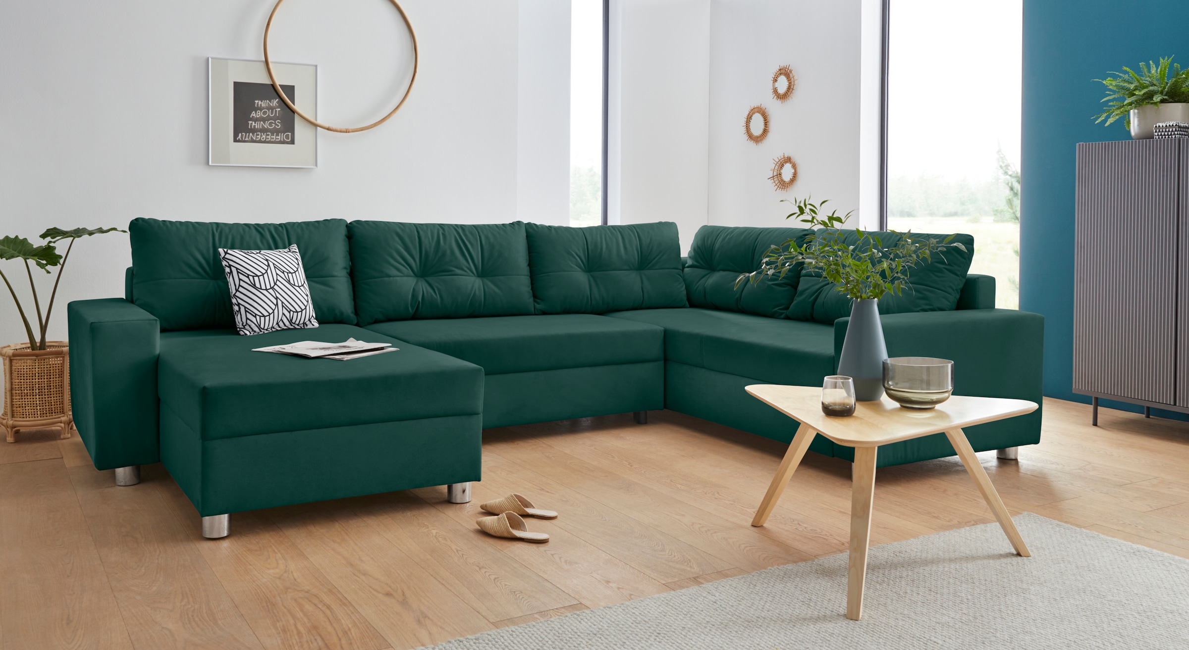 COLLECTION AB Wohnlandschaft »Paris U-Form«, inklusive Federkern, wahlweise mit Bettfunktion und Bettkasten