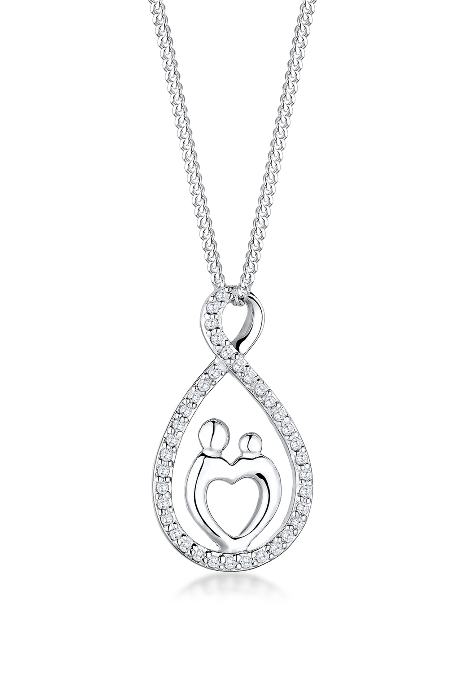 Elli Silberkette »Halskette Mutter Kind Infinity Zirkonia Weiß 925 Sterling Silber«