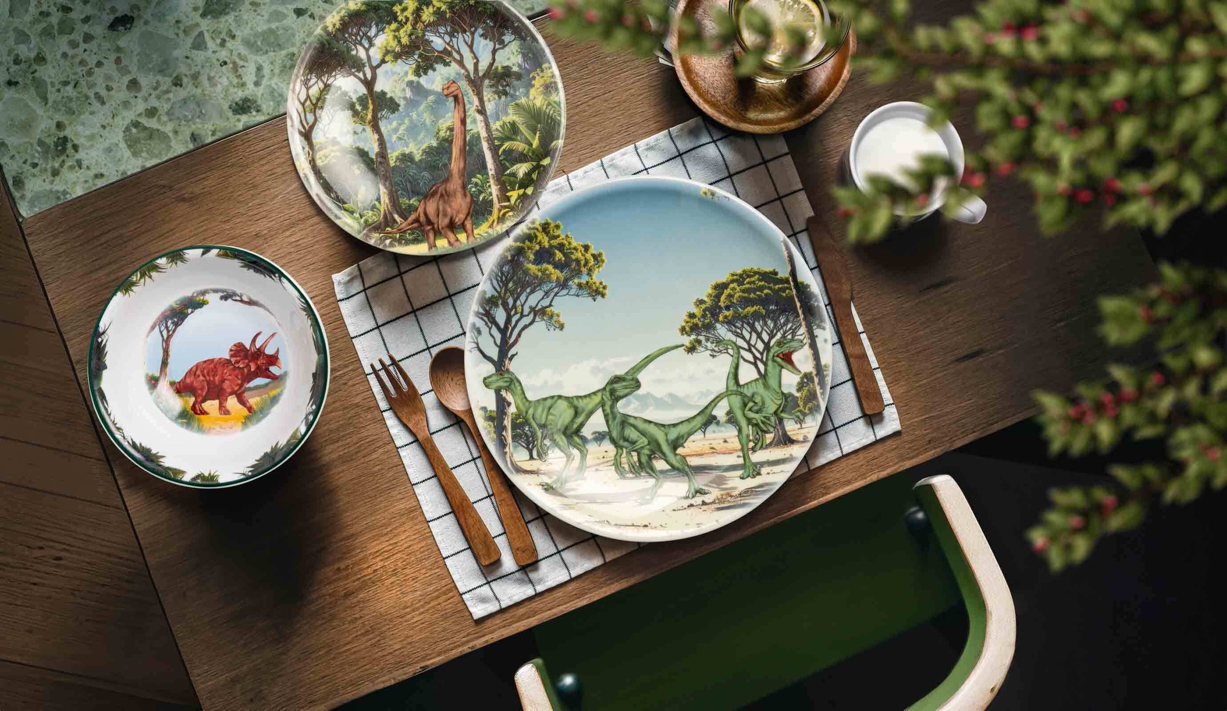 Seltmann Weiden Kindergeschirr-Set »Kindergeschirr Set Compact Dino 3er Set bunt« Spülmaschinengeeignet, Mikrowellengeeignet, Ofenfest, Salamandergeeignet, Kühlschrankgeeignet, Gefrierschrankgeeignet