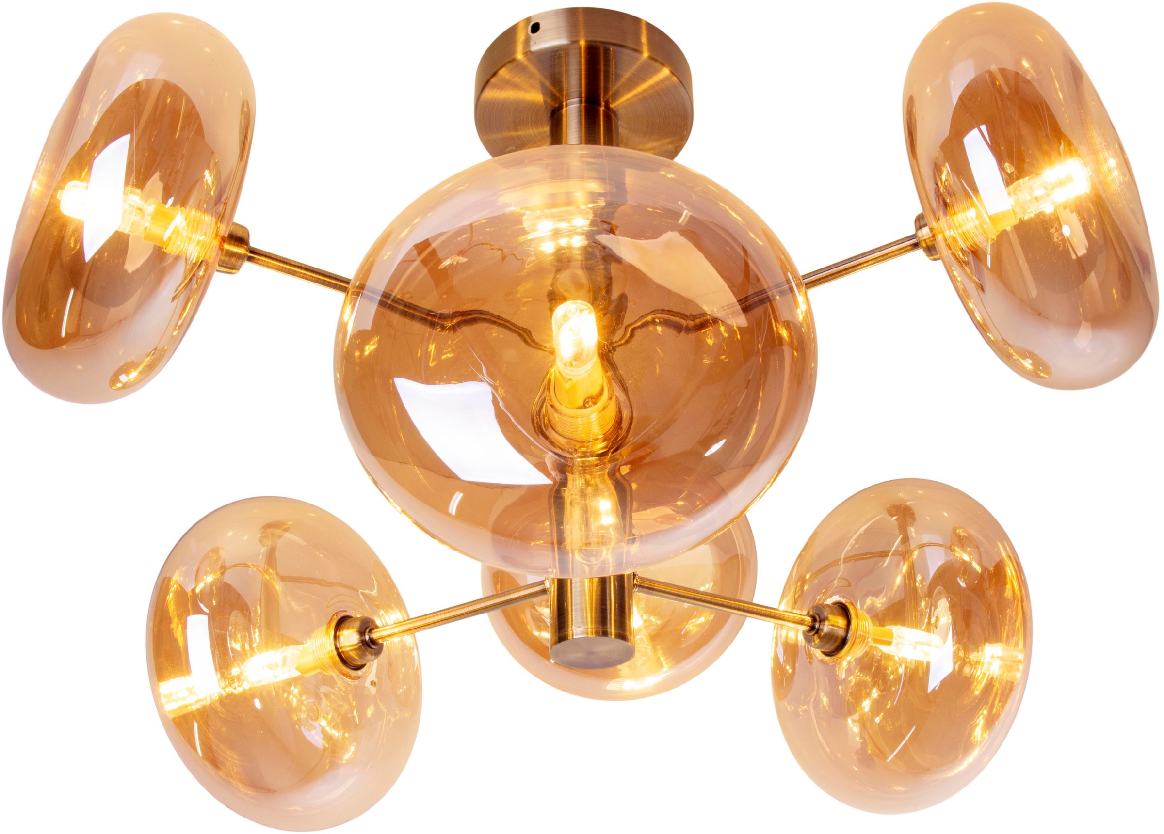 näve Deckenleuchten »Orion« G9 1 Stk. Glasschirme, 6flg. G9, exkl. Leuchtmittel, messing-matt, D: 53cm