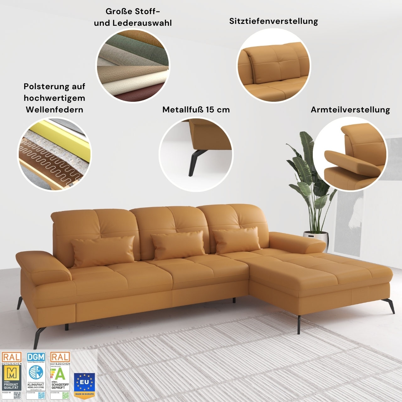 sit&more Ecksofa »Amica«, inkl Sitztiefenverstellung und Armteilverstellung