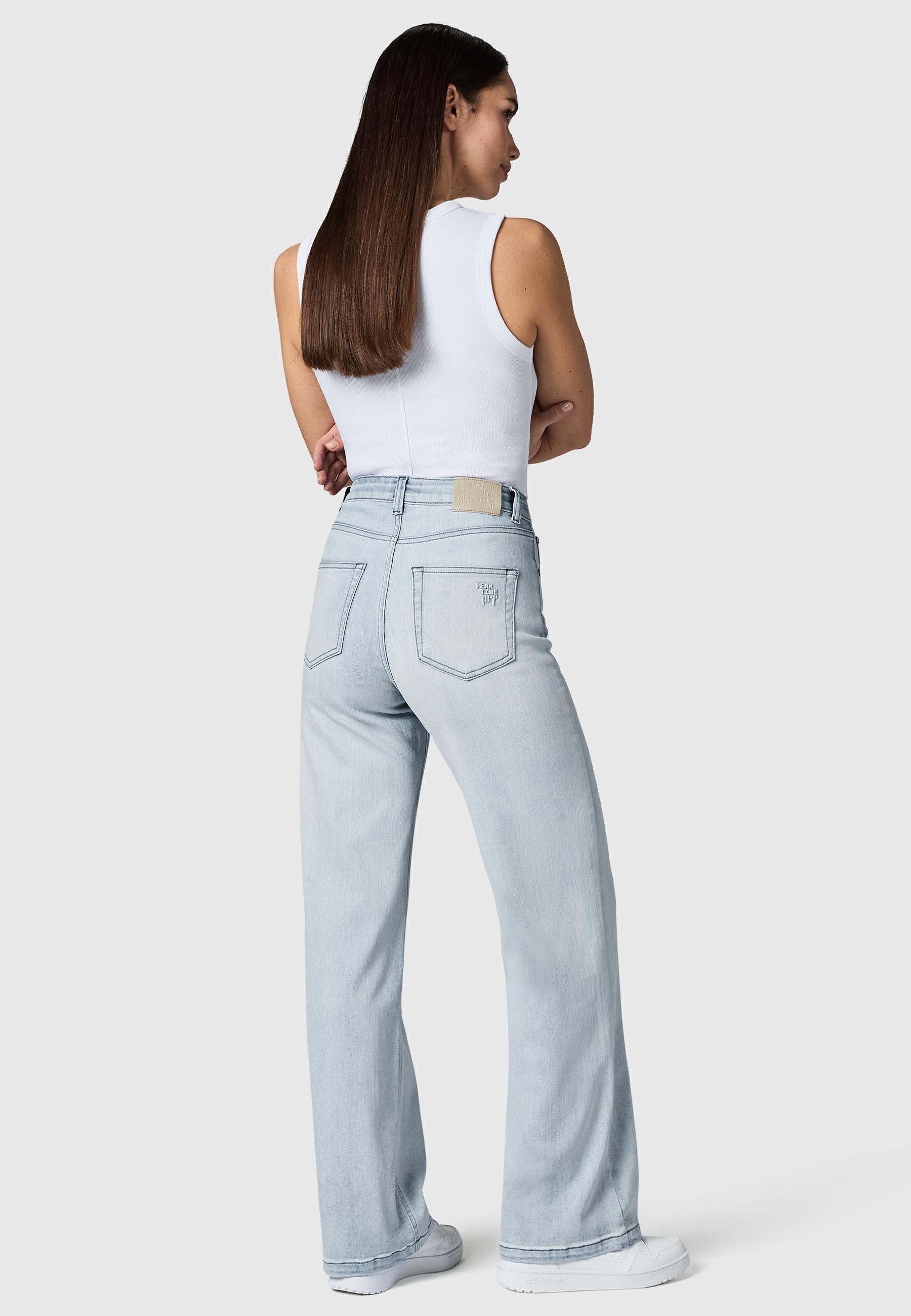 PEAK TIME Weite Jeans »Weite Jeans Eklipsa« Damen Wide Leg Jeans mit Logoprägung