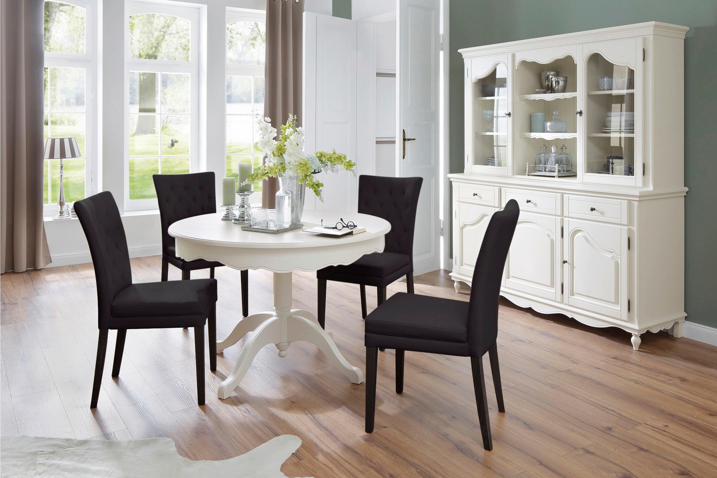 Home affaire 4-Fußstuhl »Colorado«, (Set), 6 St., Kunstleder, Beine aus Buche, wengefarben lackiert, Im 2er, 4er oder 6er-Set